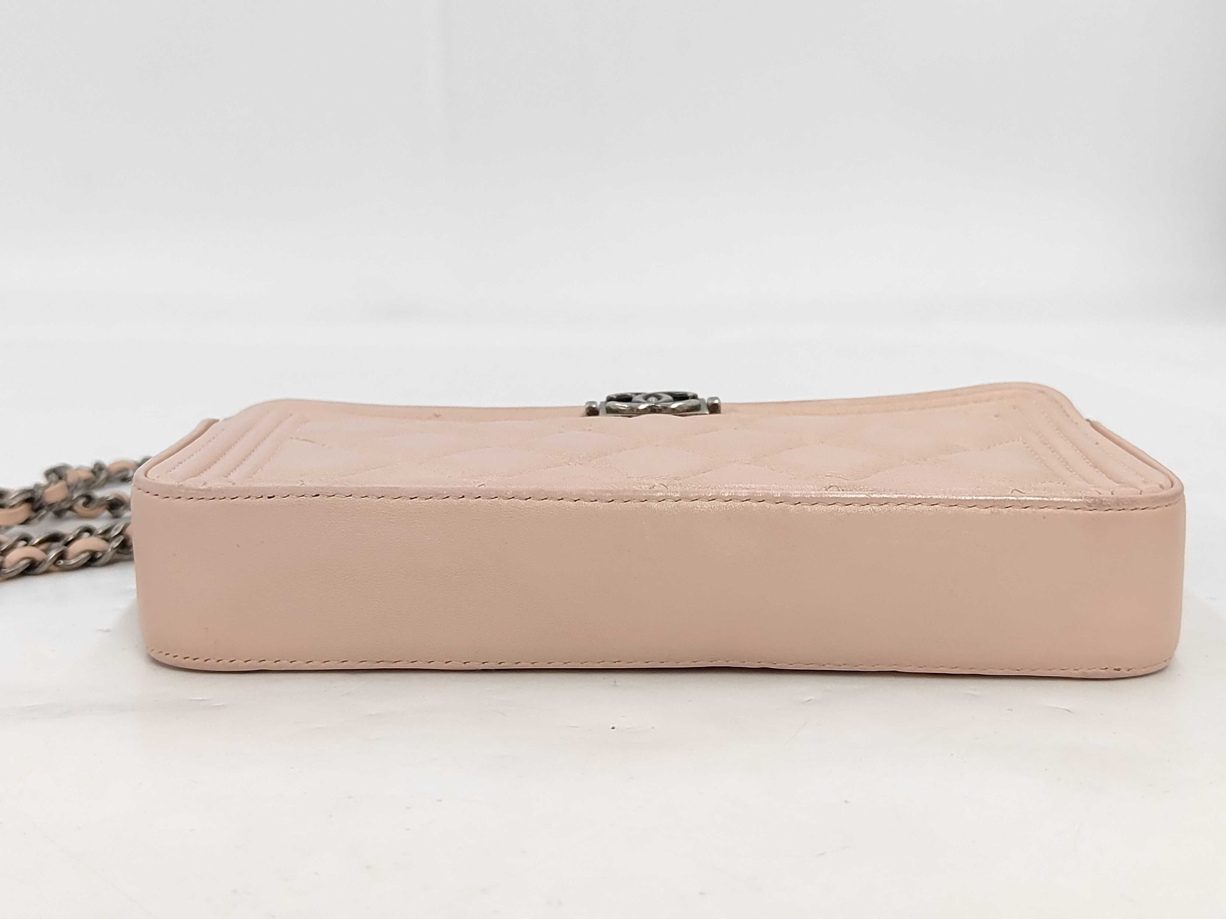 Boy Chanel Chain Wallet, Pink Lambskin, Matelassé, Silver Hardware, Shoulder Bag — view 4