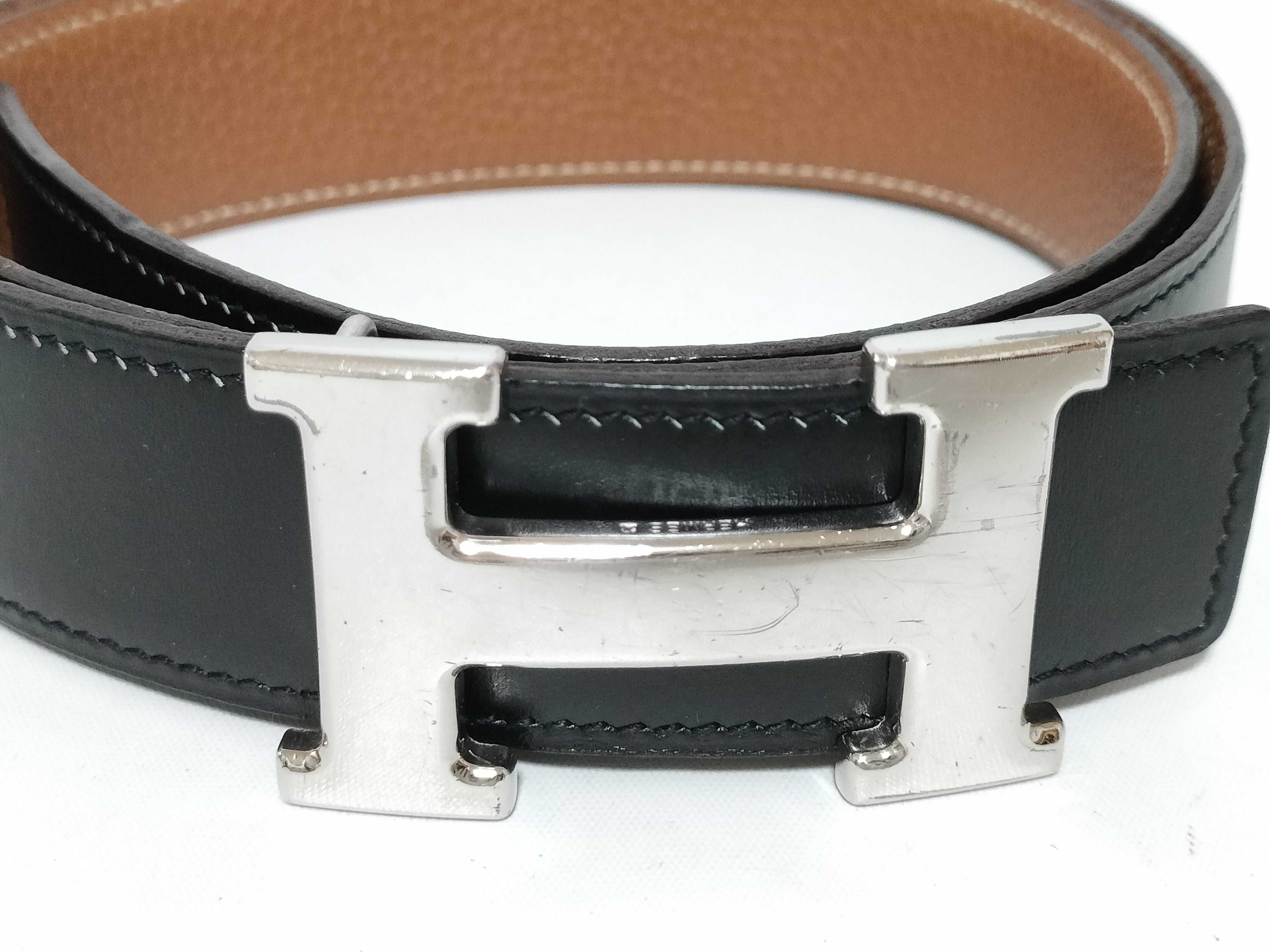 H-belt 80 Leather Black x Gold Belt — view 2