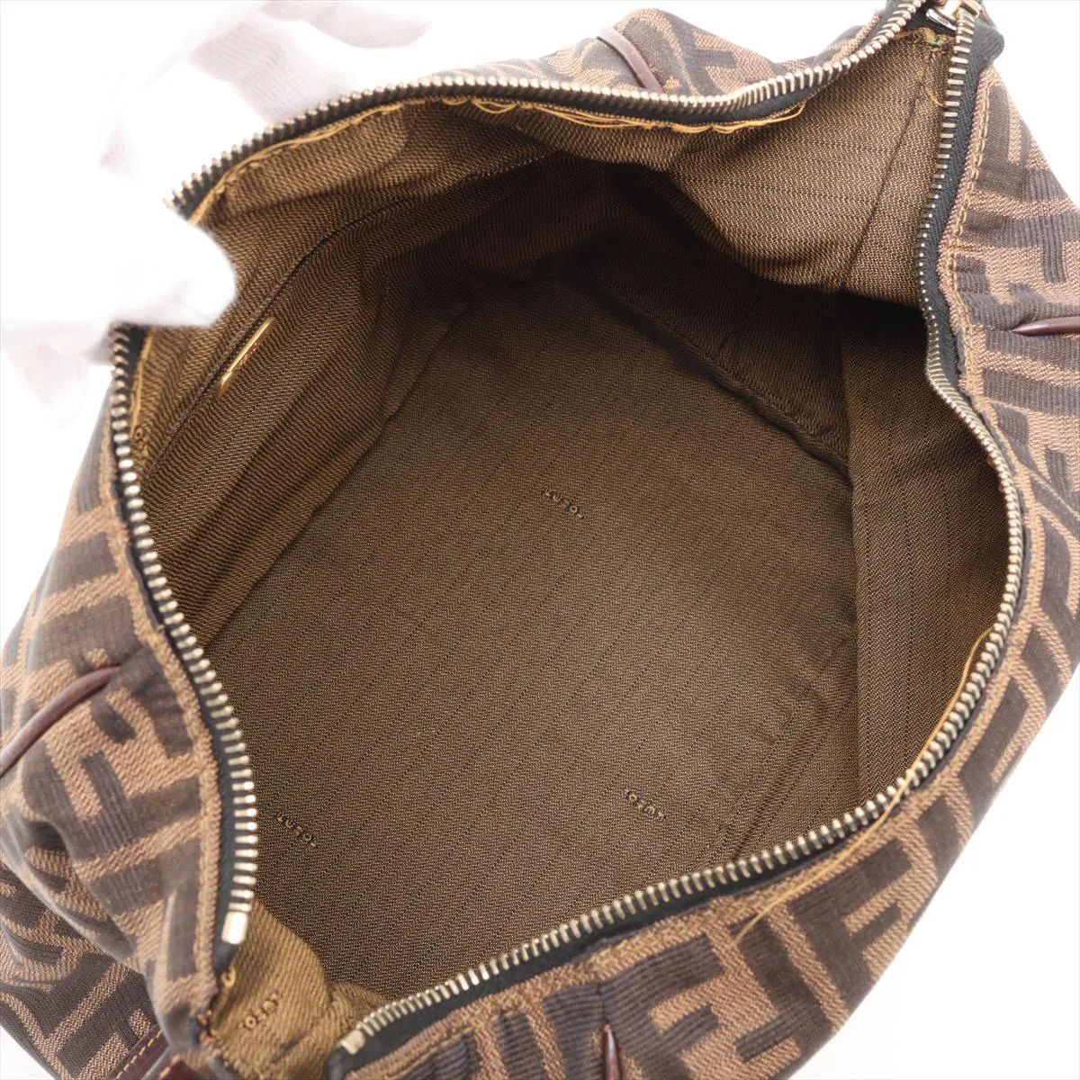 Zucca Canvas x Leather Handbag, Brown, 26348 — view 7
