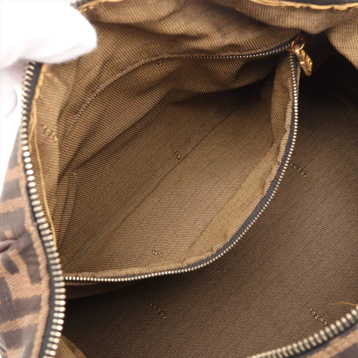 Zucca Canvas x Leather Handbag, Brown, 26348 — view 8