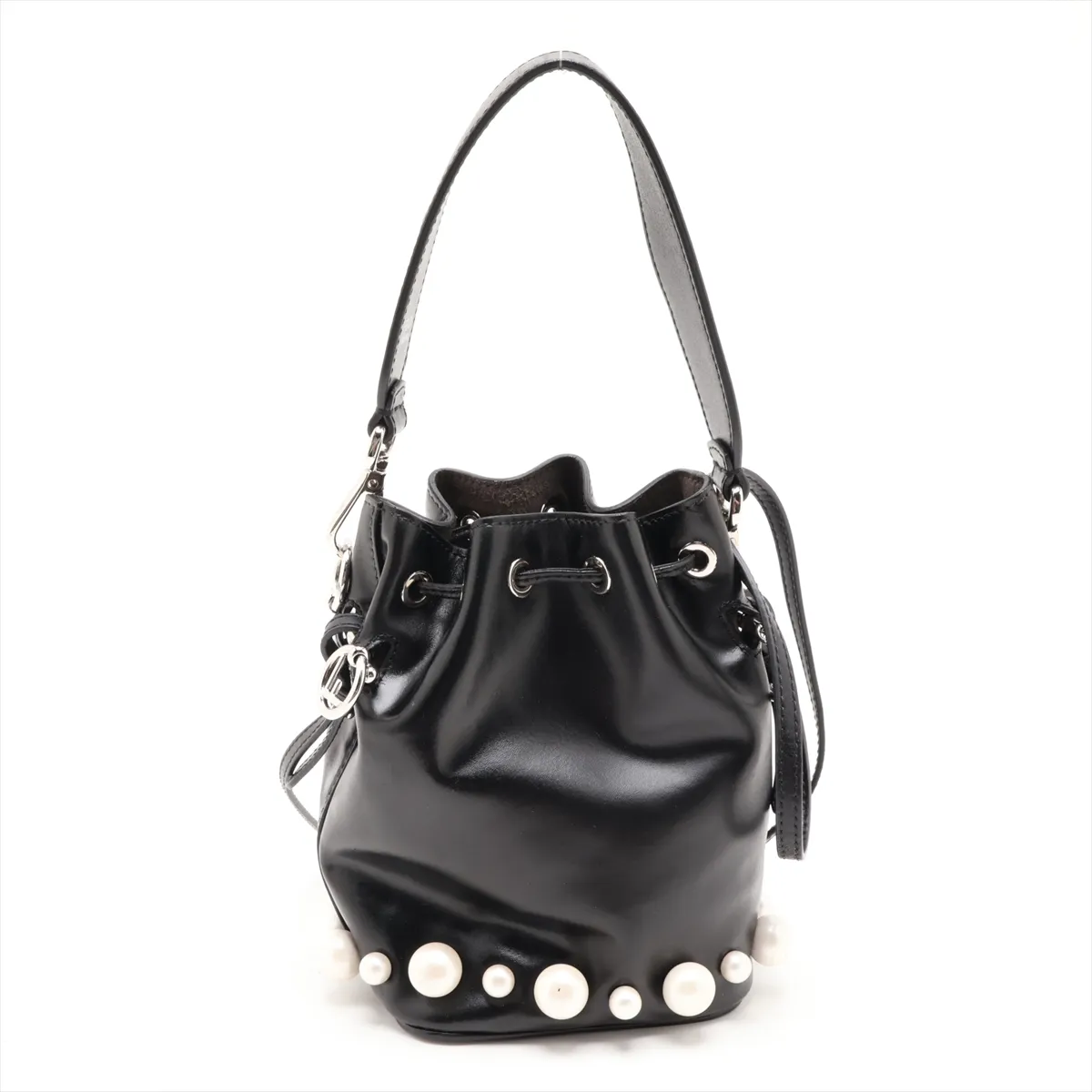 Montresor Mini 8BS010 Leather x Pearl 2-Way Shoulder Bag, Black — view 2