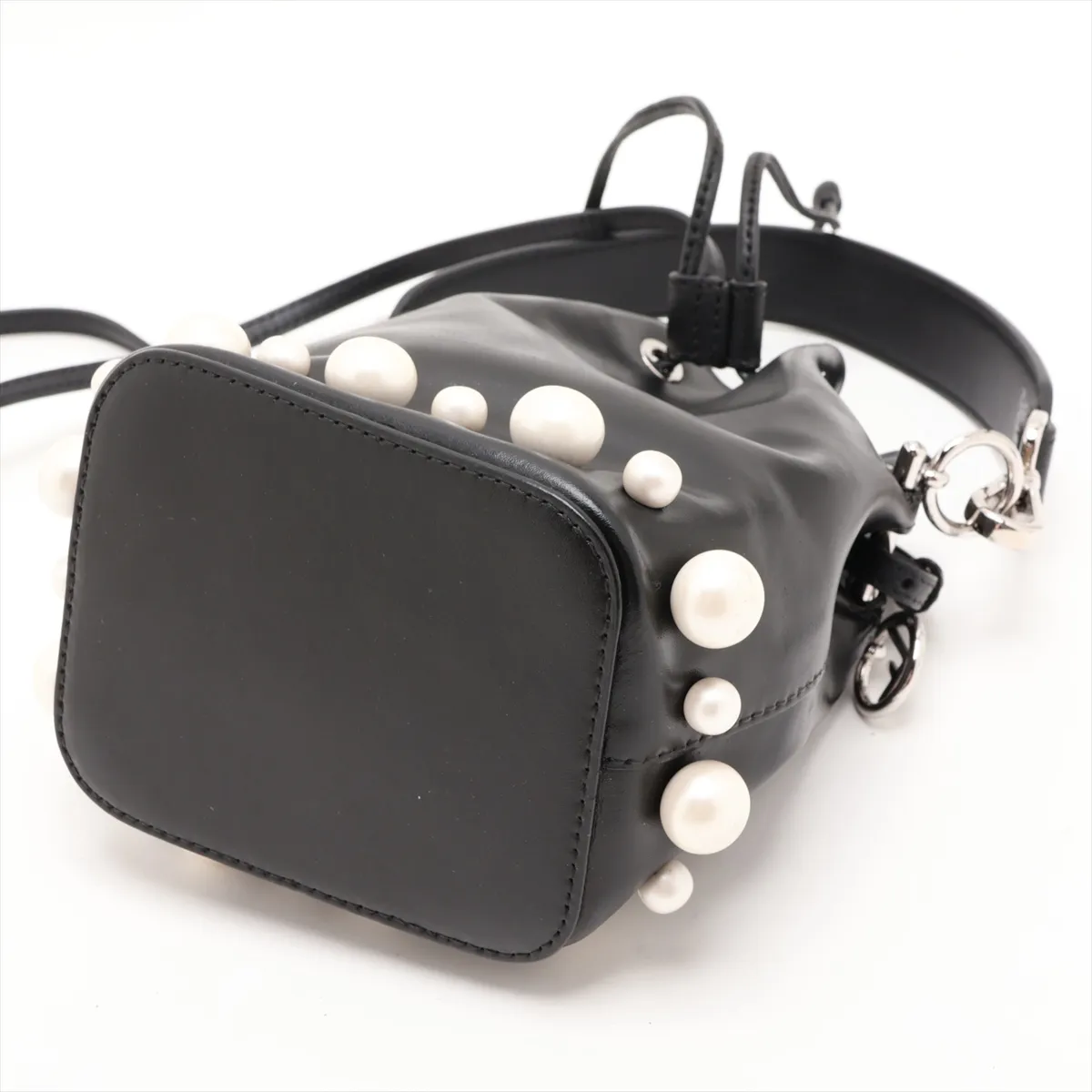 Montresor Mini 8BS010 Leather x Pearl 2-Way Shoulder Bag, Black — view 3