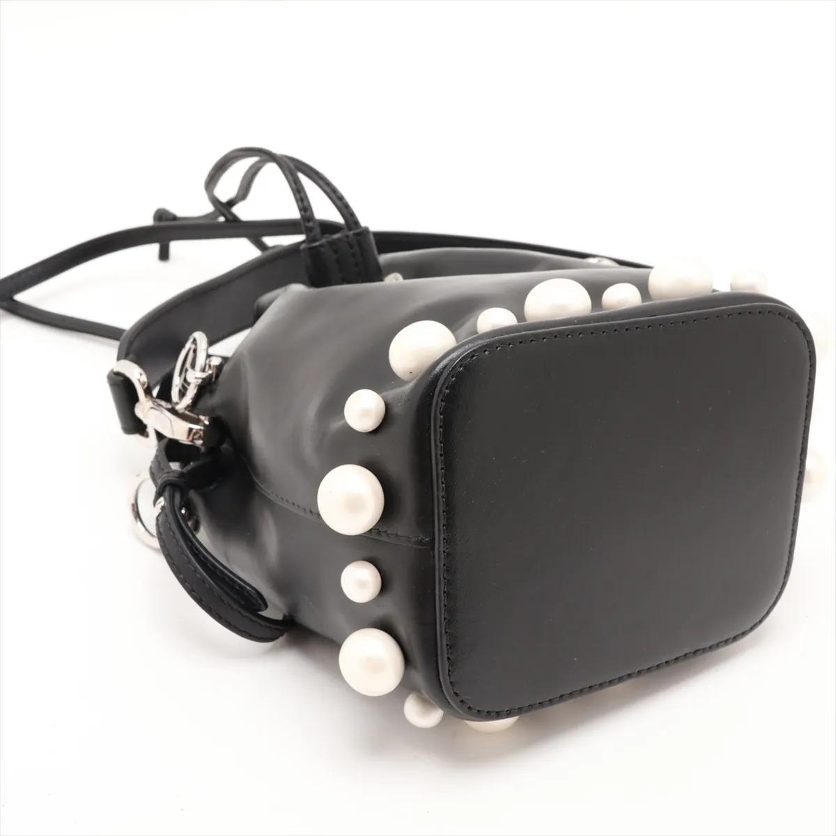 Montresor Mini 8BS010 Leather x Pearl 2-Way Shoulder Bag, Black — view 4