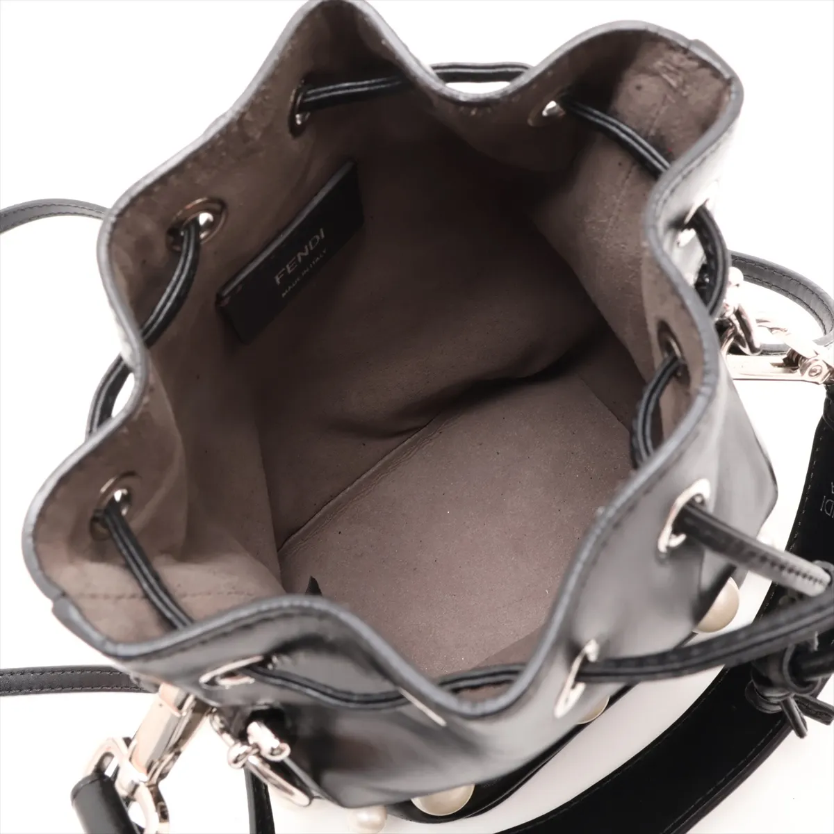 Montresor Mini 8BS010 Leather x Pearl 2-Way Shoulder Bag, Black — view 8