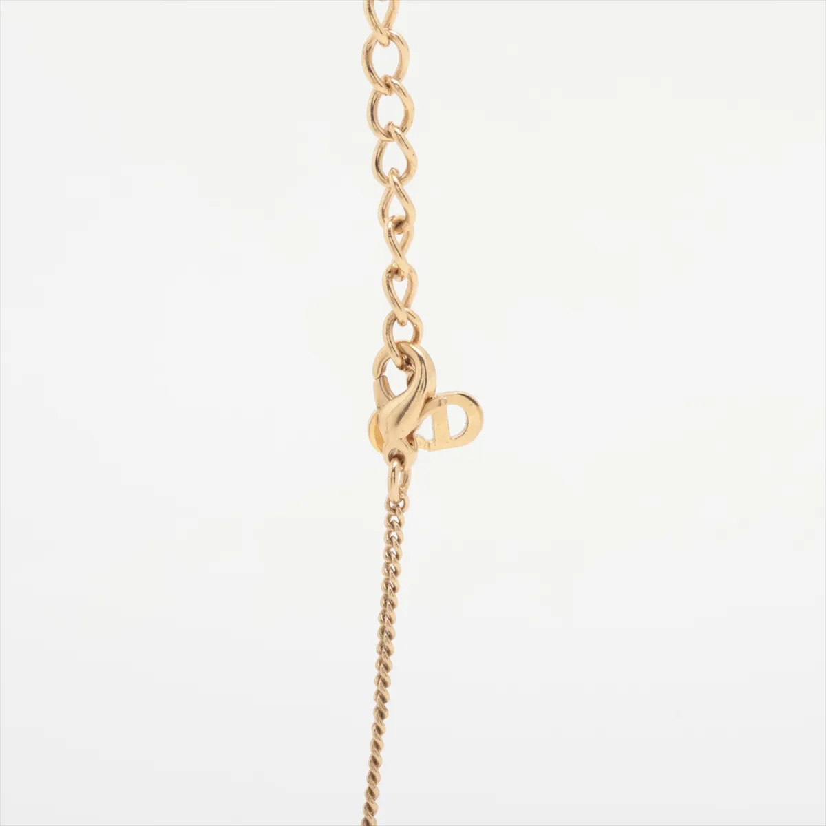 necklace, gold plated, rhinestones, and faux pearls. Shows signs of wear, including — view 3