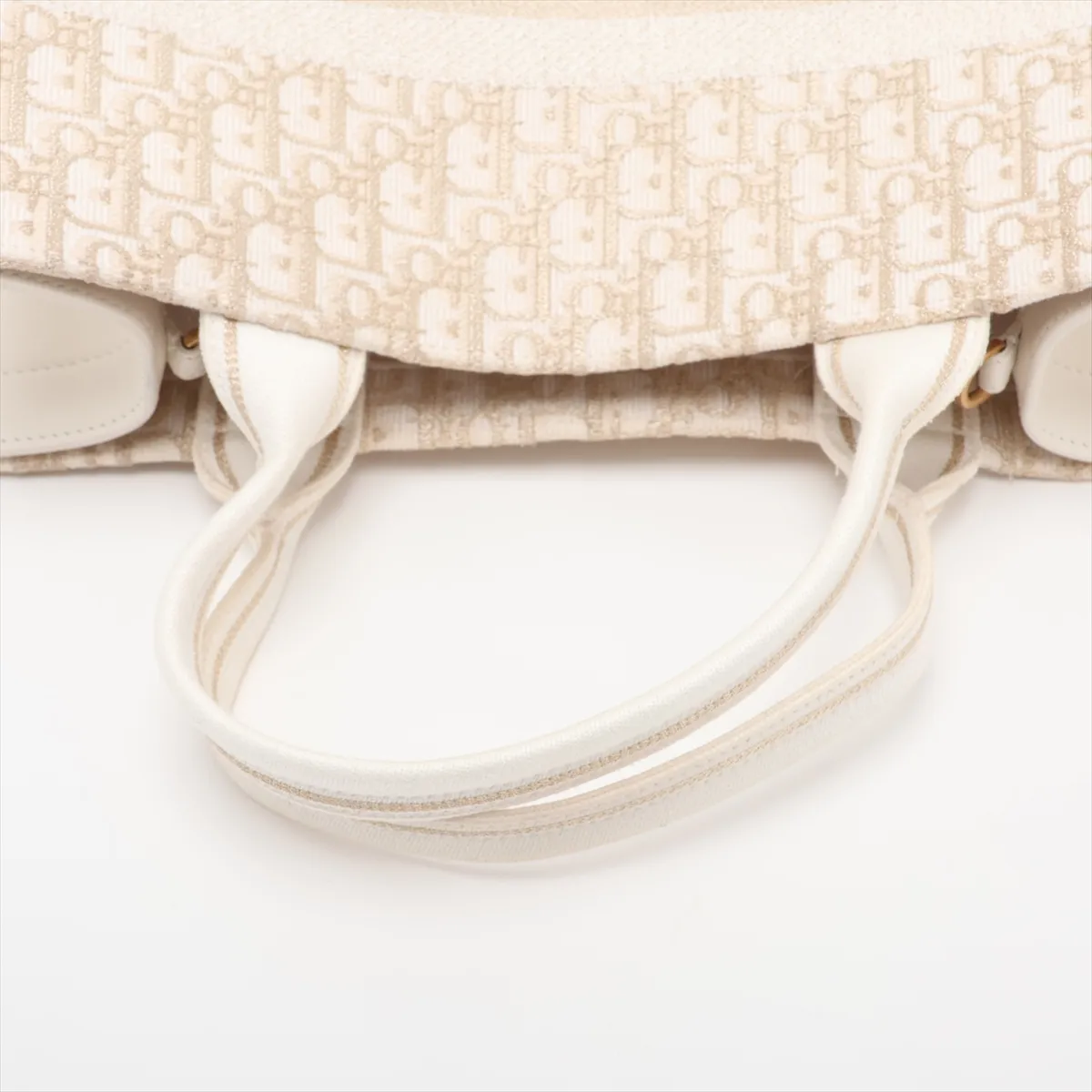 Oblique Canvas x Leather 2-Way Tote Bag, White — view 5