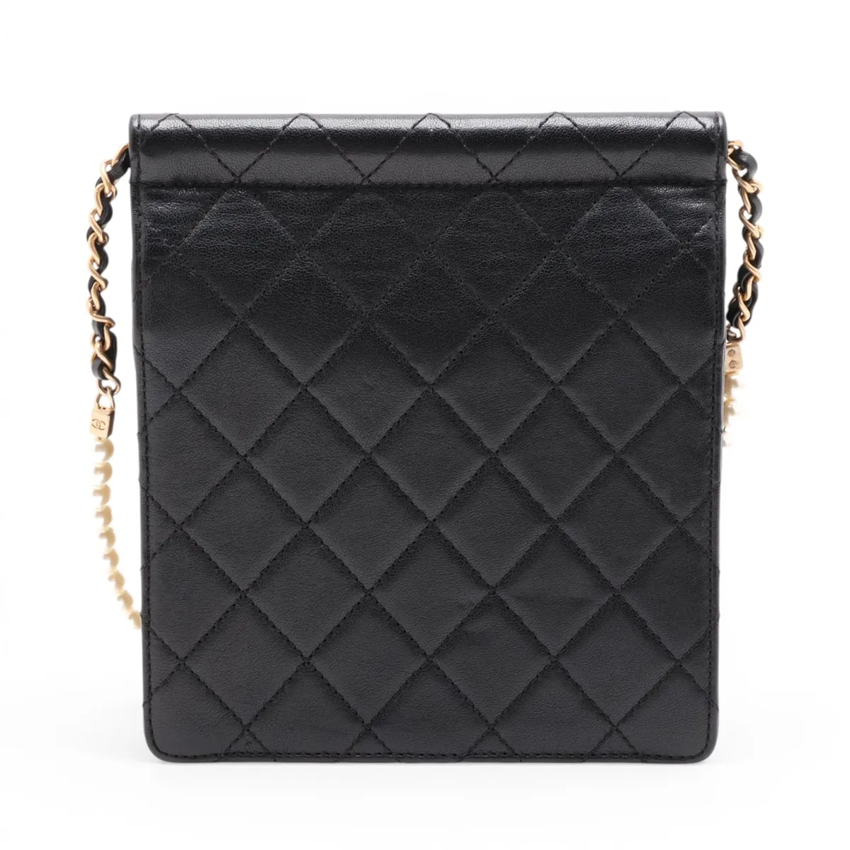 Matelassé Lambskin Chain Shoulder Bag, Pearl Black with Gold Hardware, 27528127 (Serial Number 27) — view 2