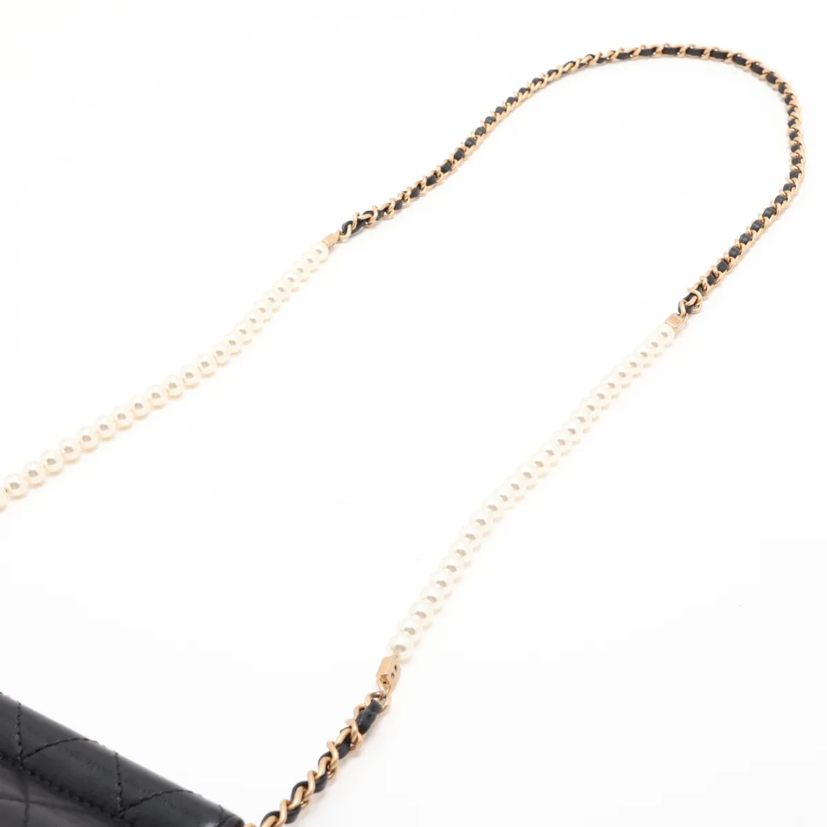Matelassé Lambskin Chain Shoulder Bag, Pearl Black with Gold Hardware, 27528127 (Serial Number 27) — view 5