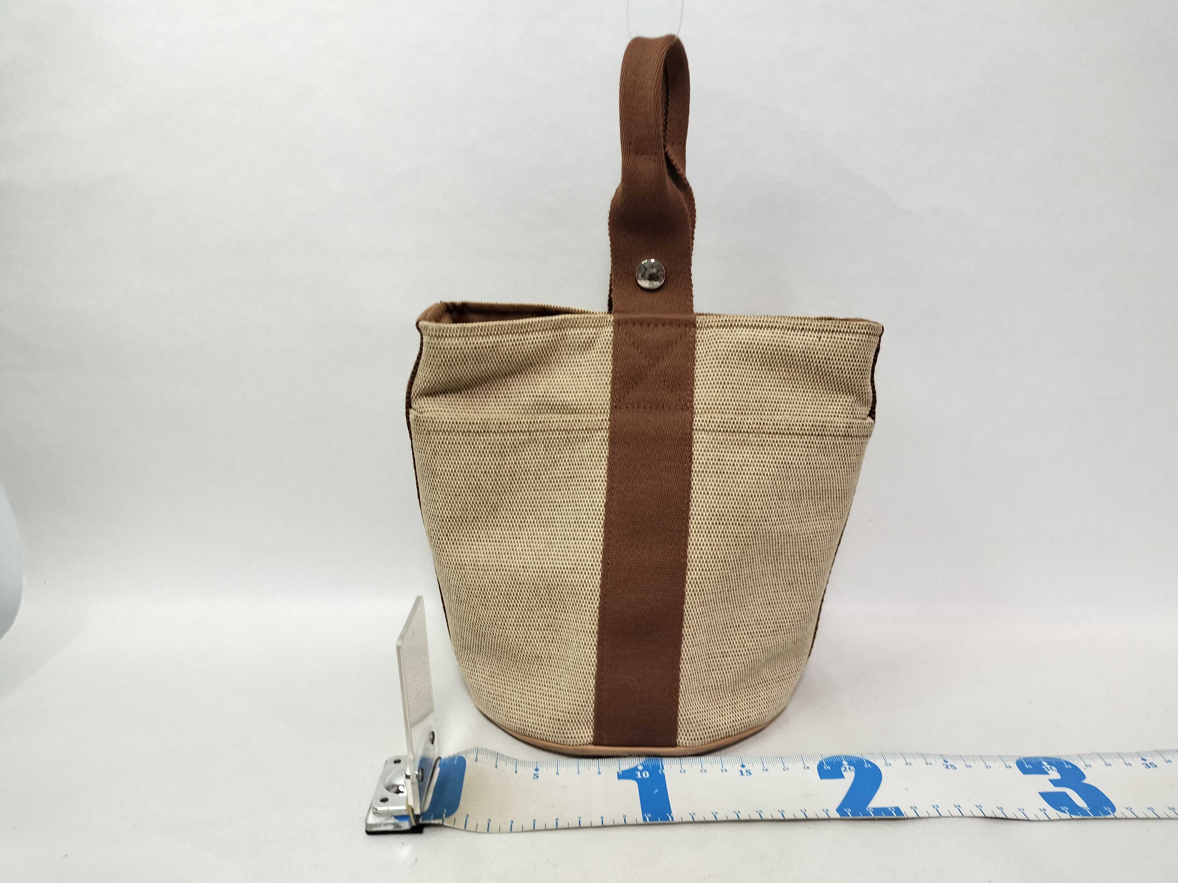 Saxo PM Canvas Handbag, Beige x Brown. — view 2