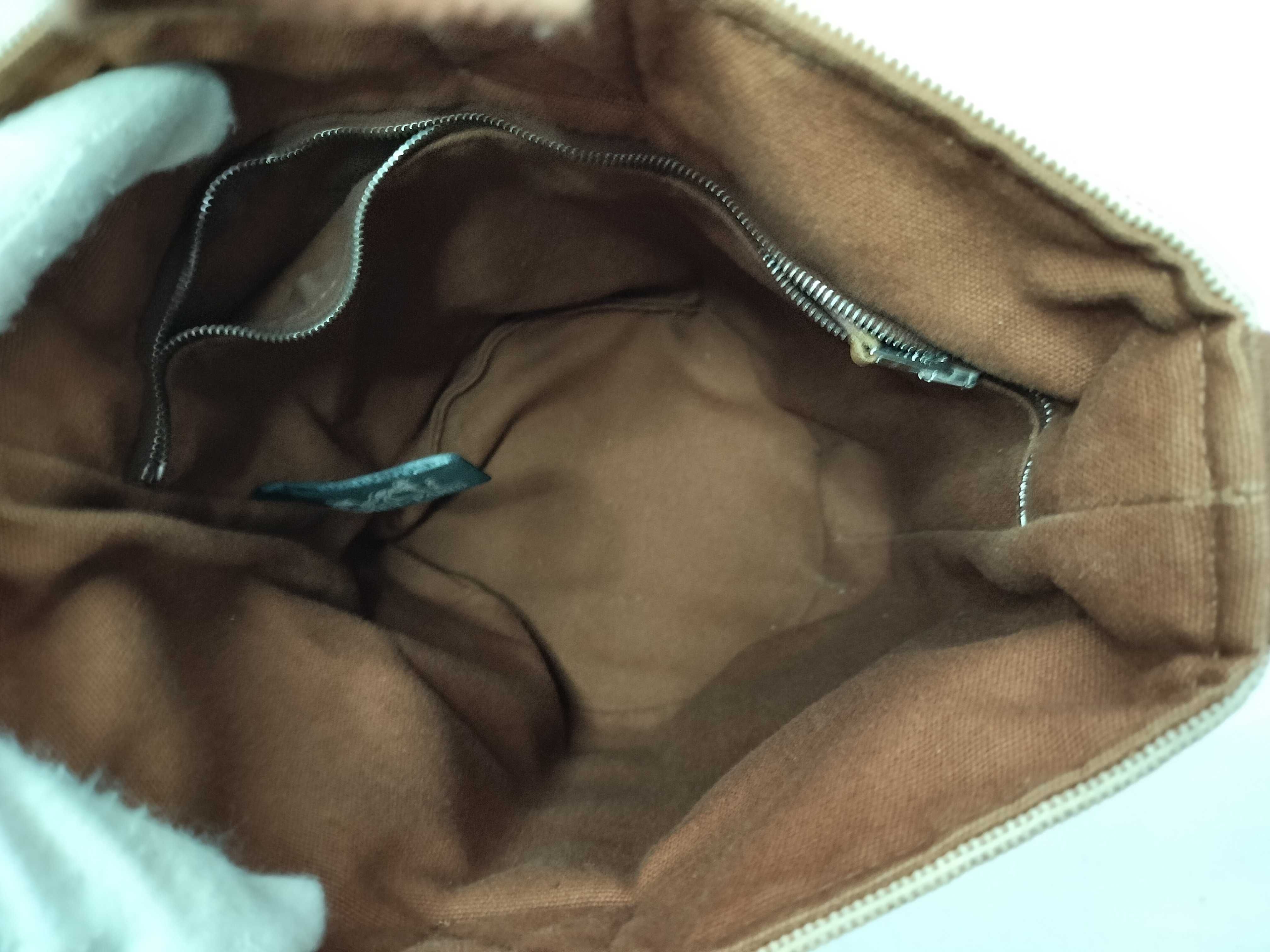 Saxo PM Canvas Handbag, Beige x Brown. — view 12
