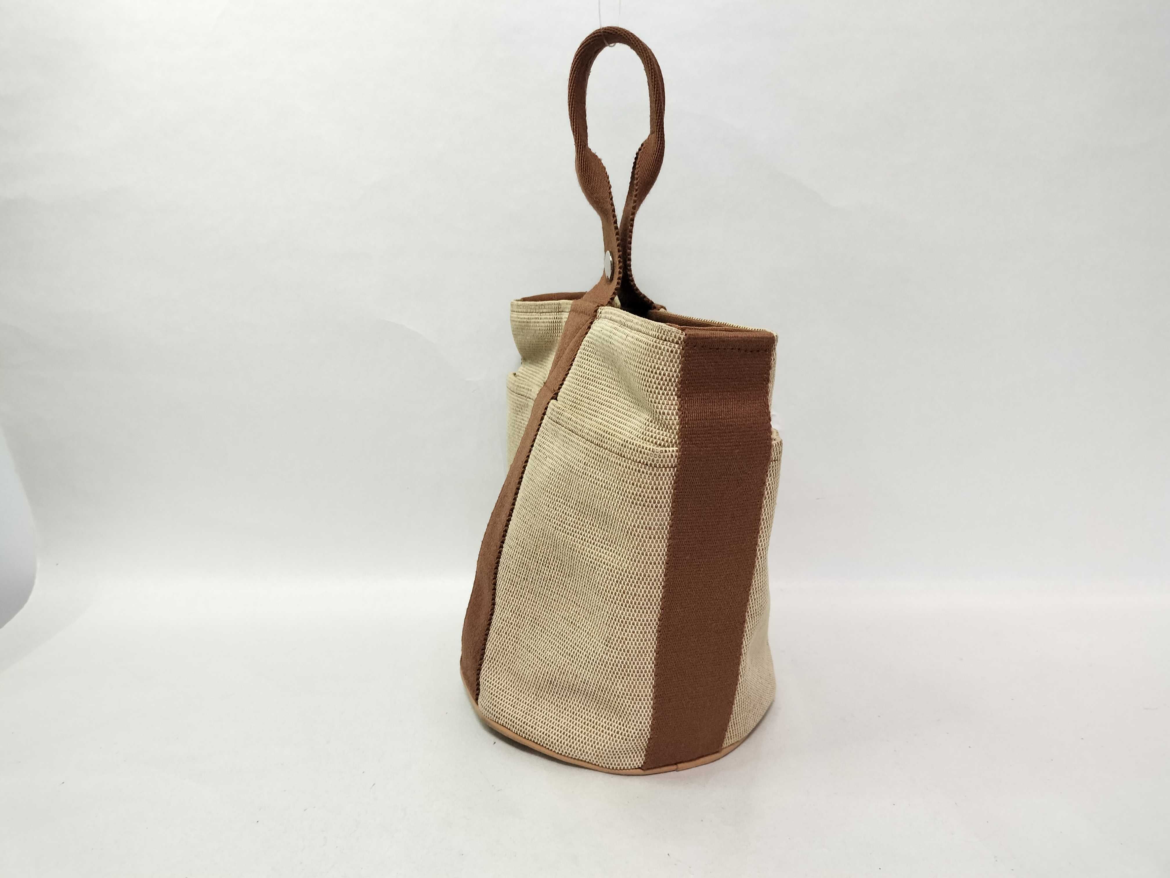 Saxo PM Canvas Handbag, Beige x Brown. — view 3