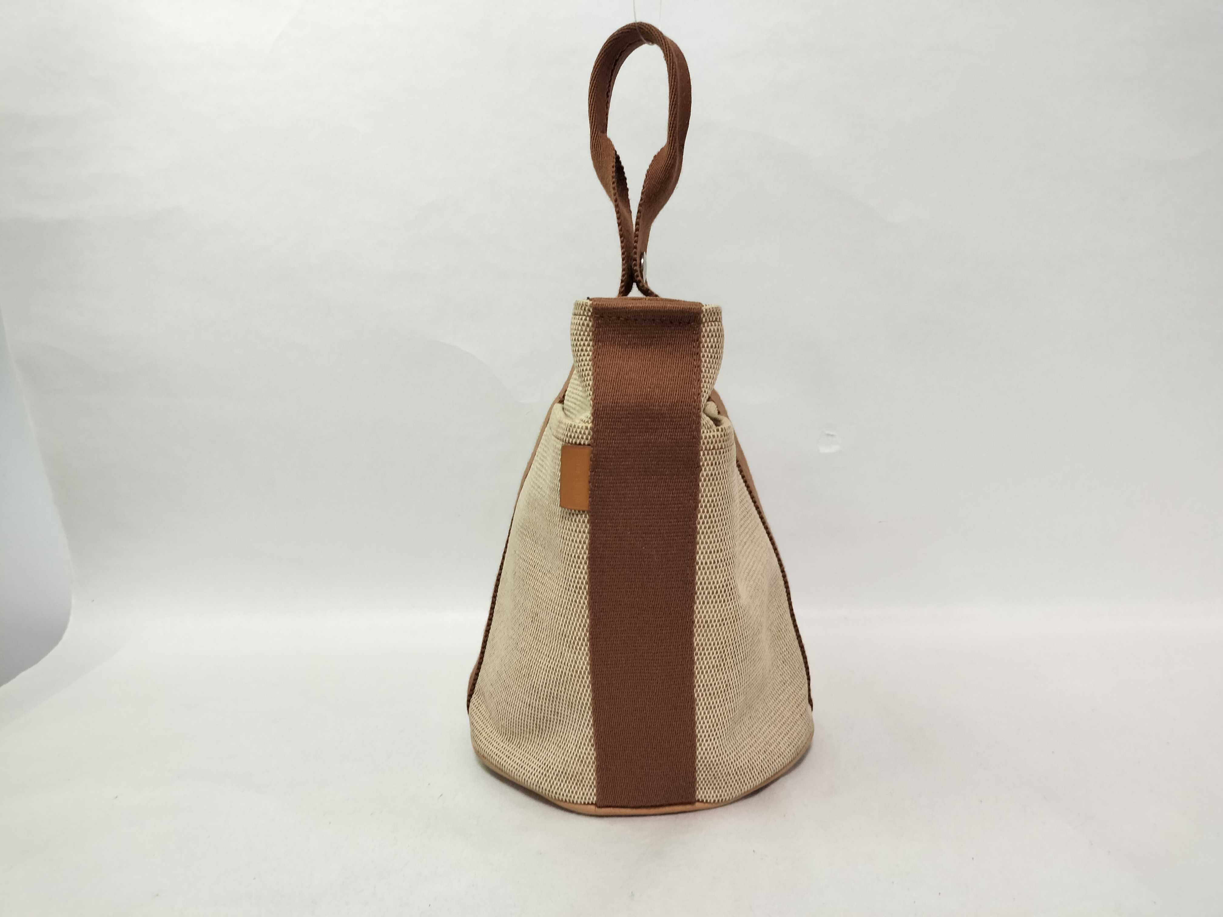 Saxo PM Canvas Handbag, Beige x Brown. — view 4