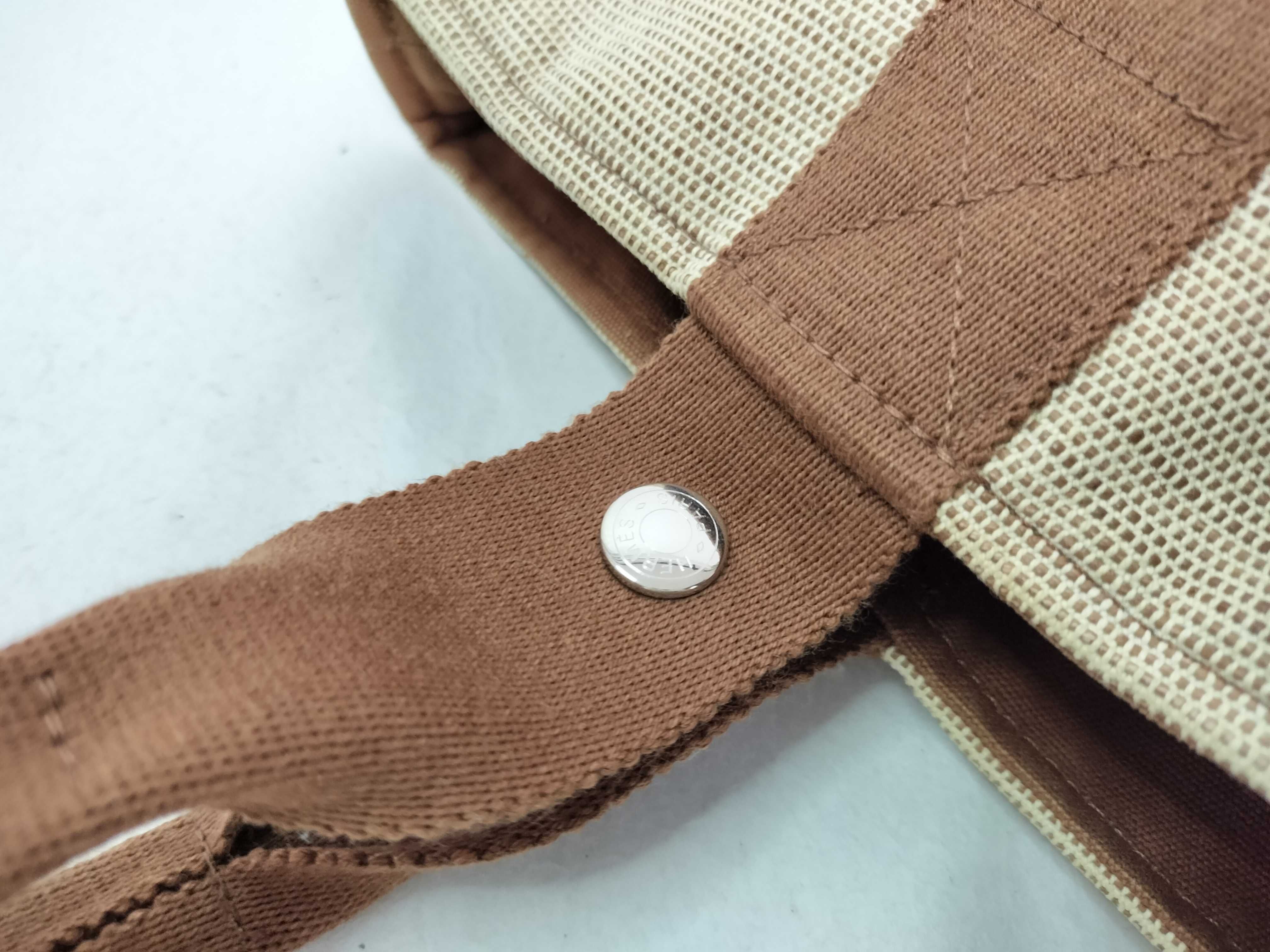 Saxo PM Canvas Handbag, Beige x Brown. — view 7