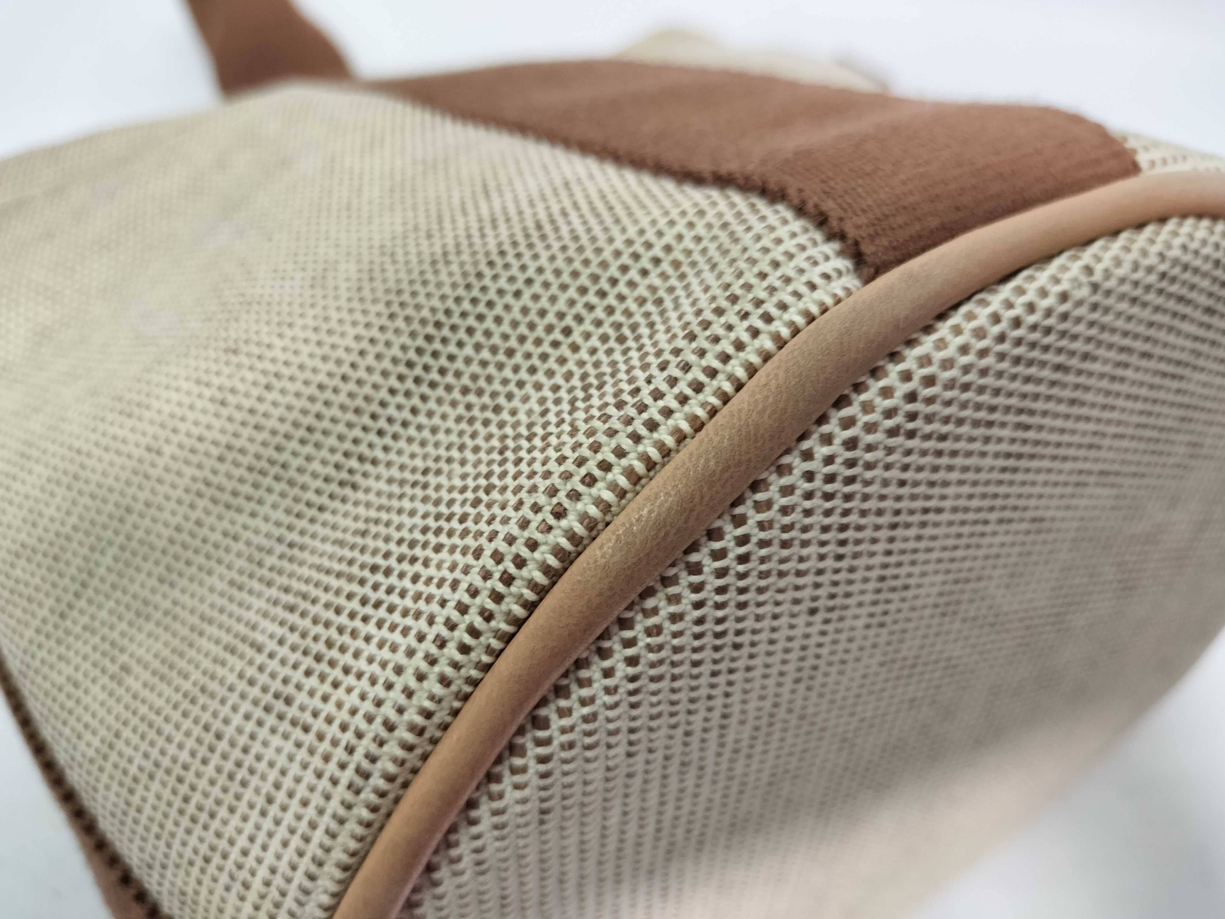 Saxo PM Canvas Handbag, Beige x Brown. — view 9