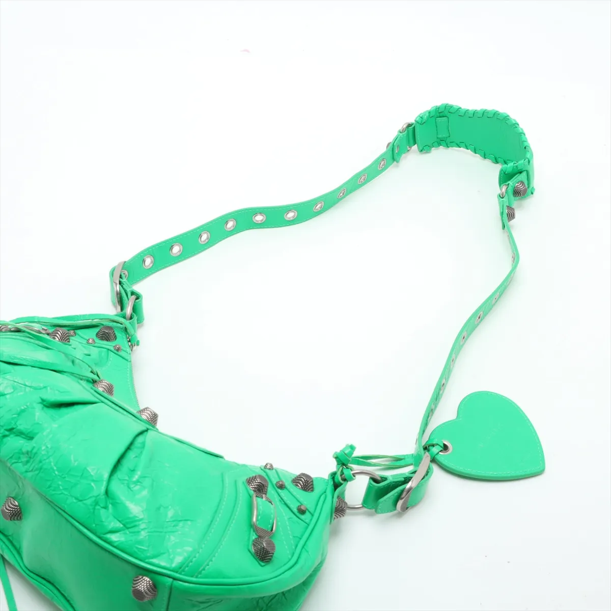 Lucagol Leather Shoulder Bag, Green, 671307, with Mirror — view 5