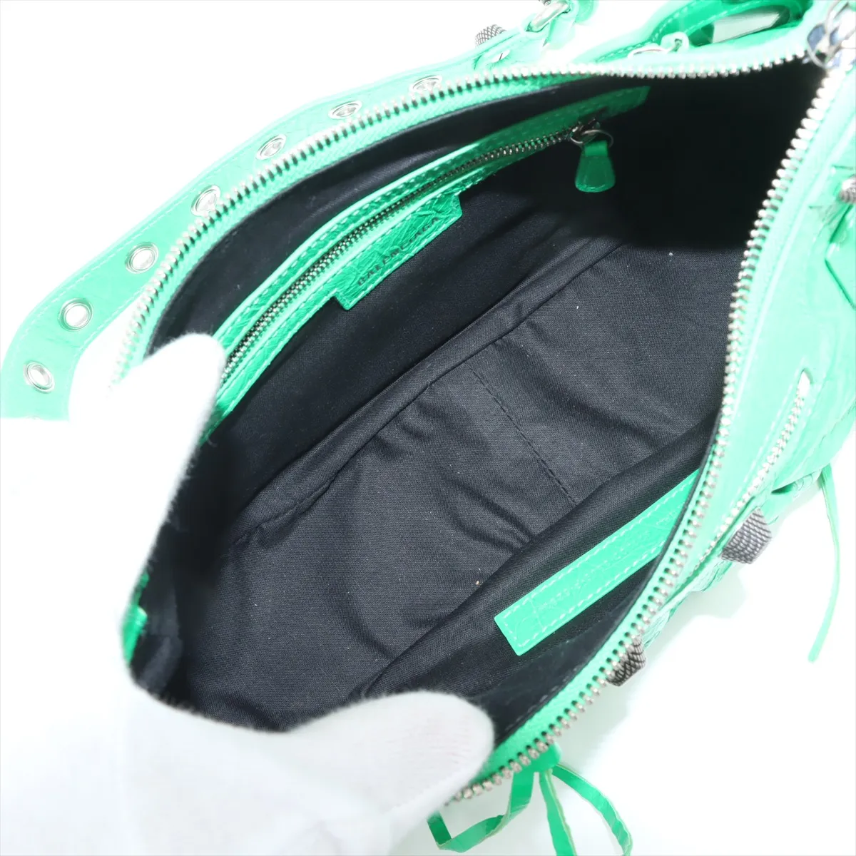 Lucagol Leather Shoulder Bag, Green, 671307, with Mirror — view 6