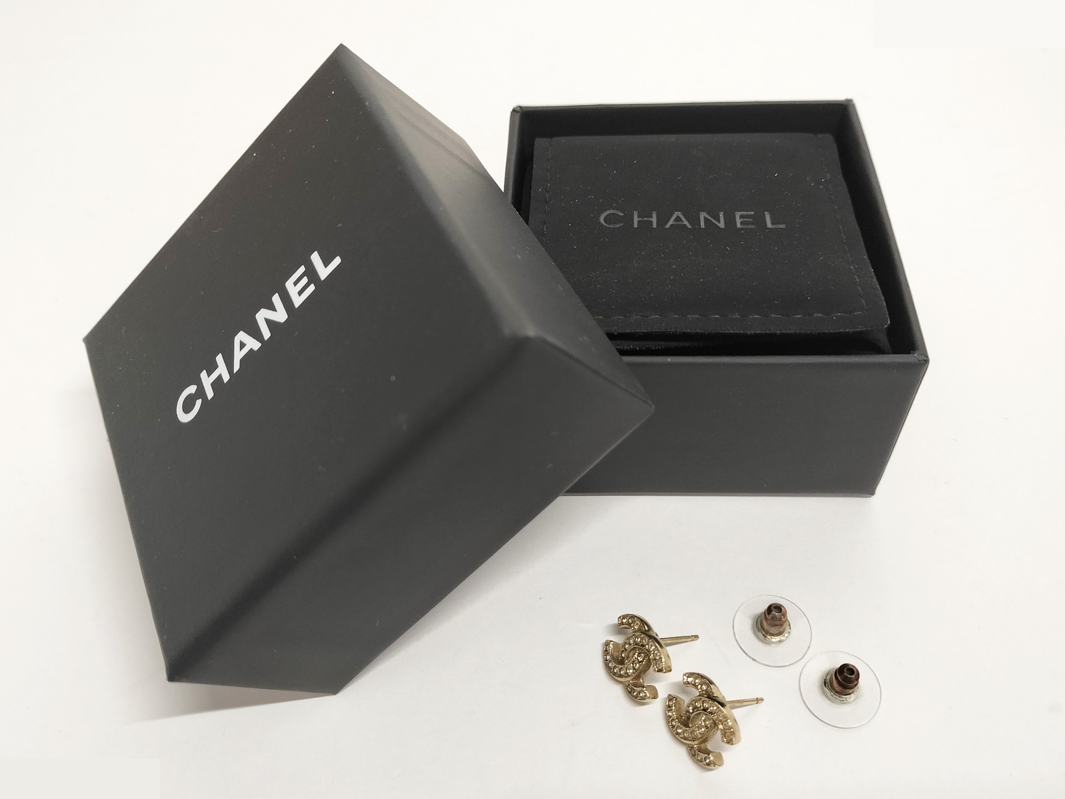 Coco Rhinestone Gold Earrings — view 2
