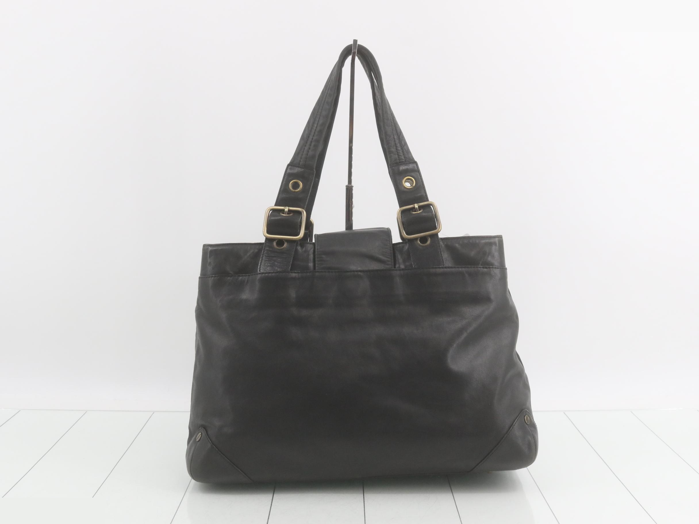 leather tote bag, black — view 2