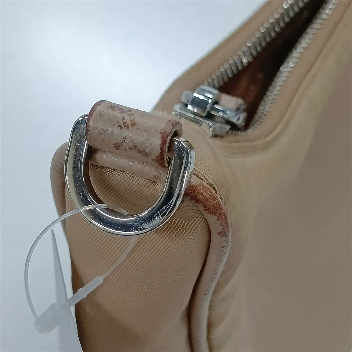 Tessuto Nylon x Leather 2-Way Shoulder Bag, Beige — view 13