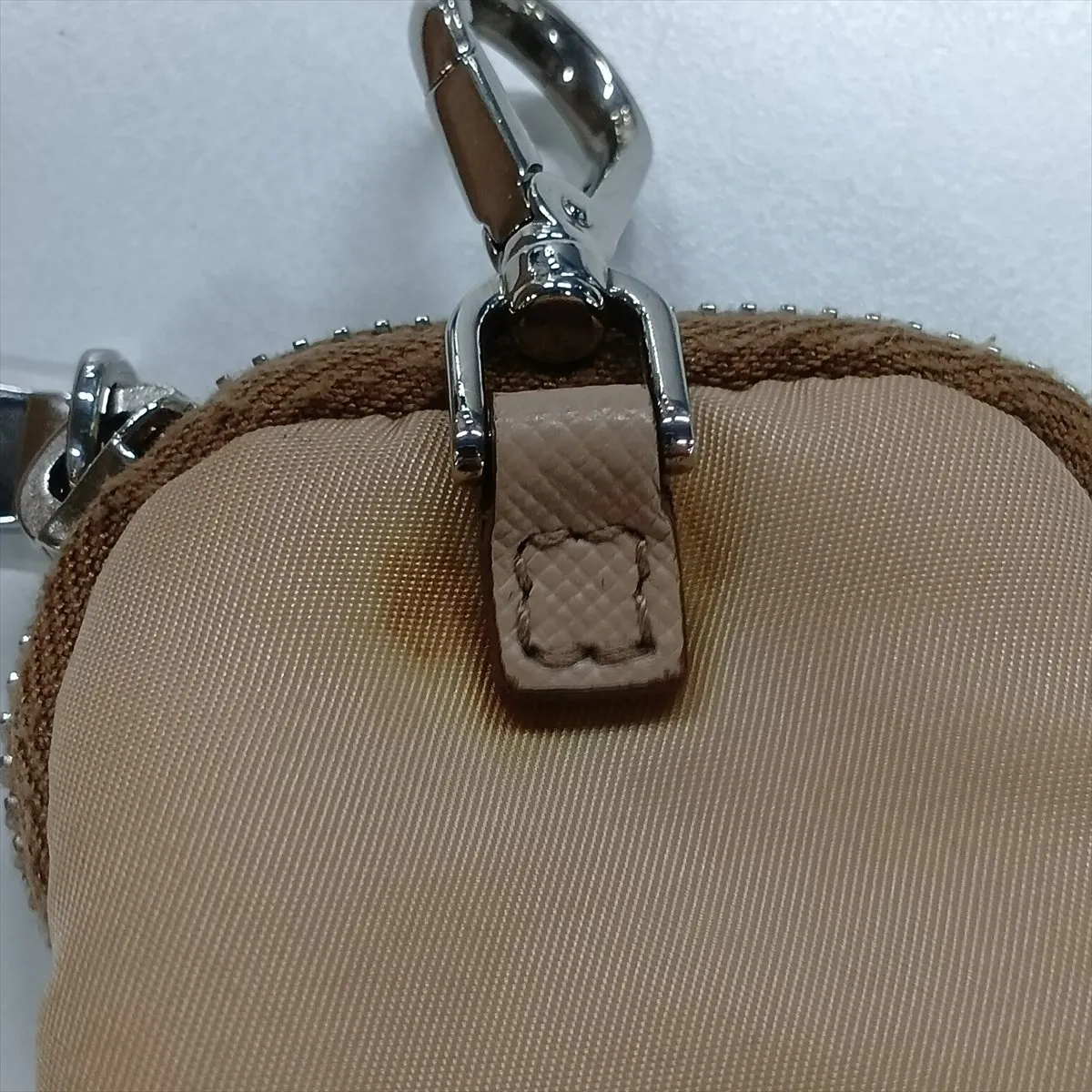 Tessuto Nylon x Leather 2-Way Shoulder Bag, Beige — view 15