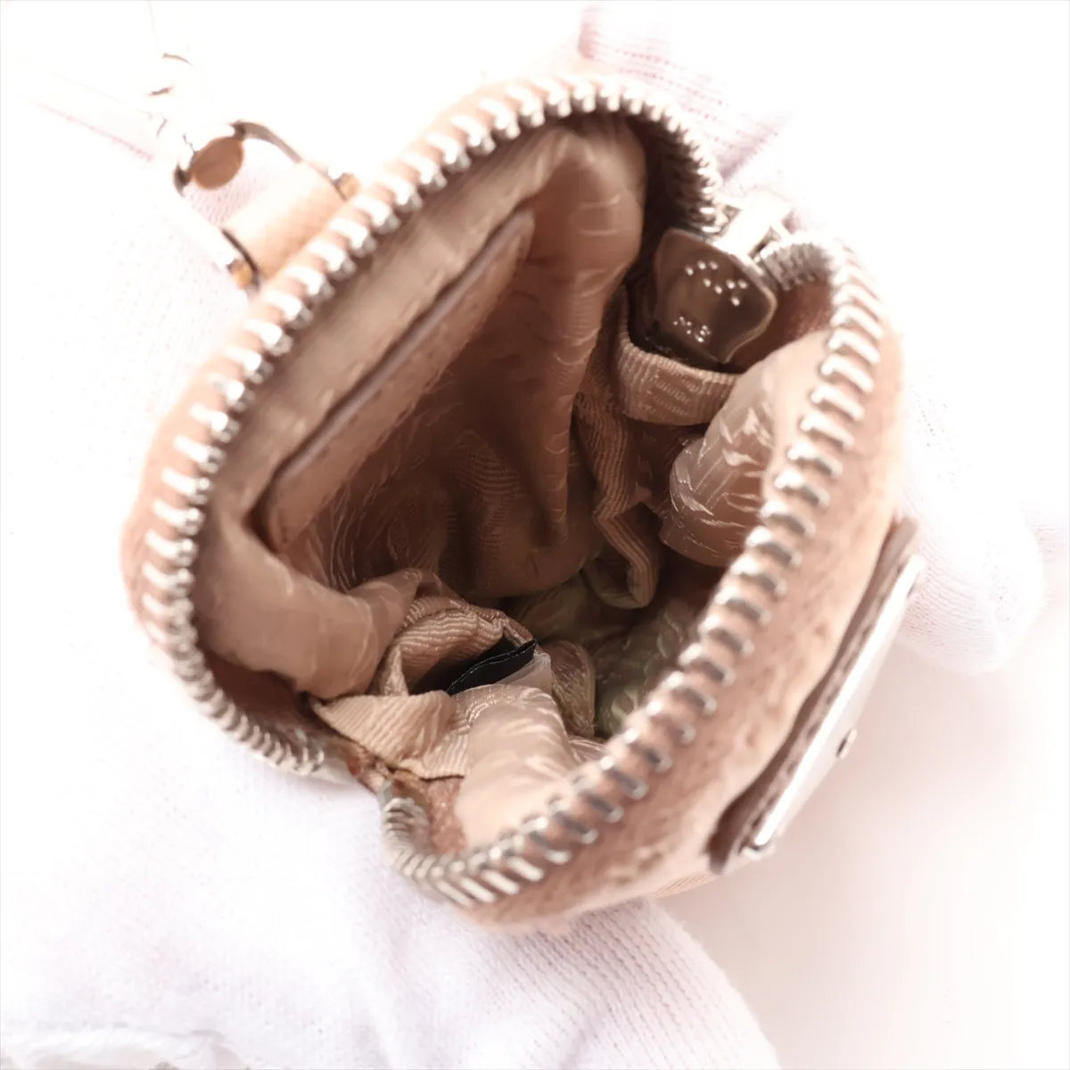Tessuto Nylon x Leather 2-Way Shoulder Bag, Beige — view 8