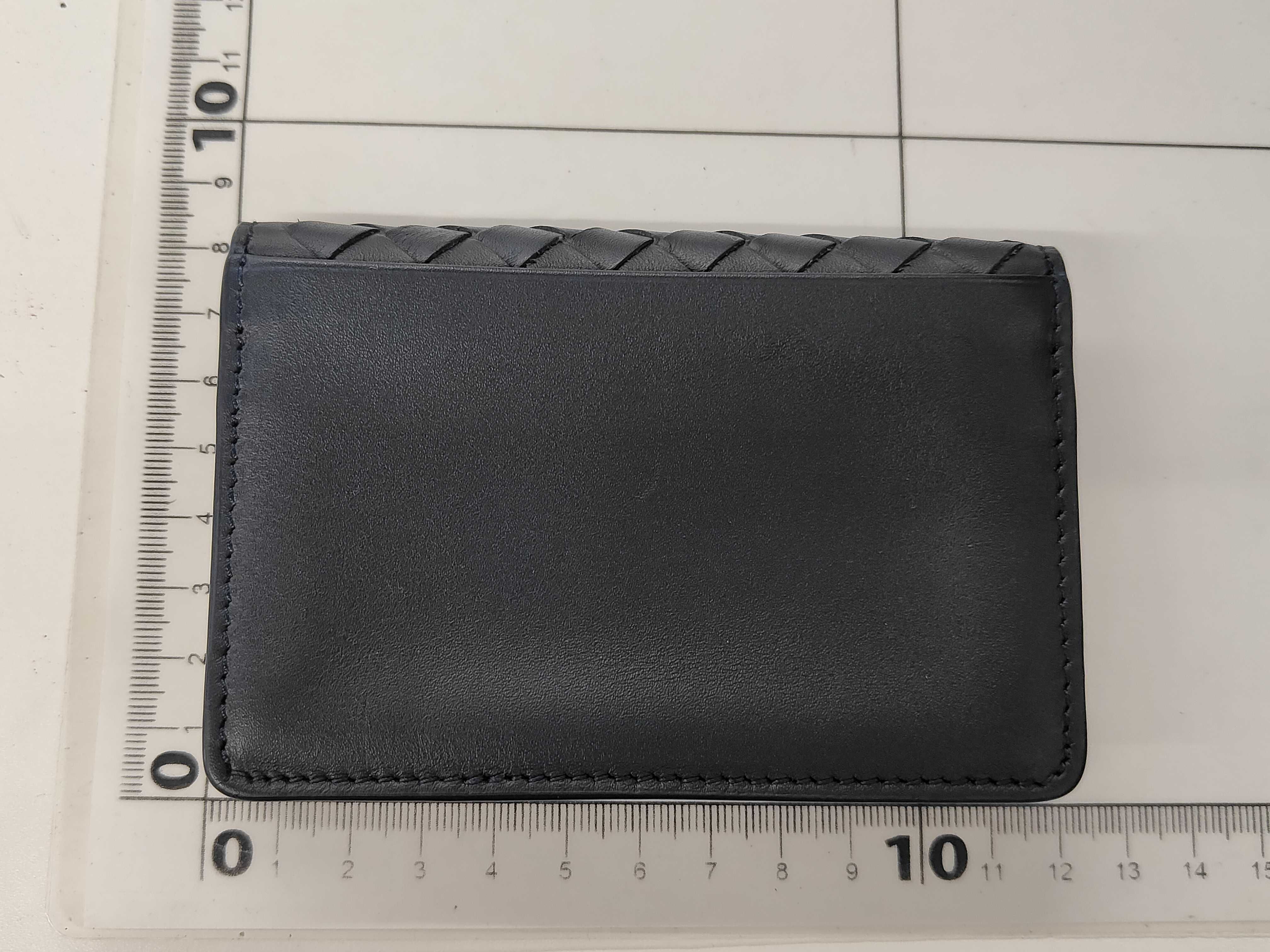Intrecciato Leather Card Case, Navy - Card Case — view 2