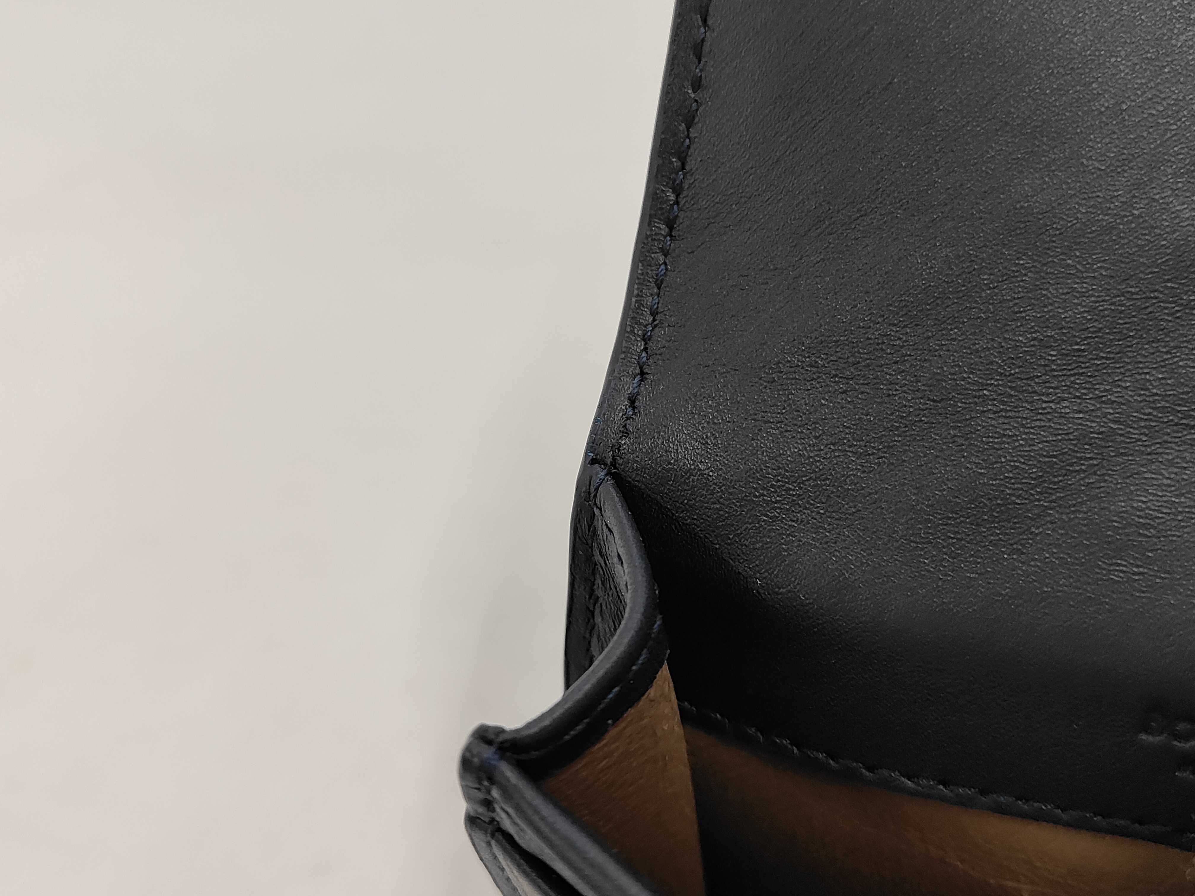 Intrecciato Leather Card Case, Navy - Card Case — view 10
