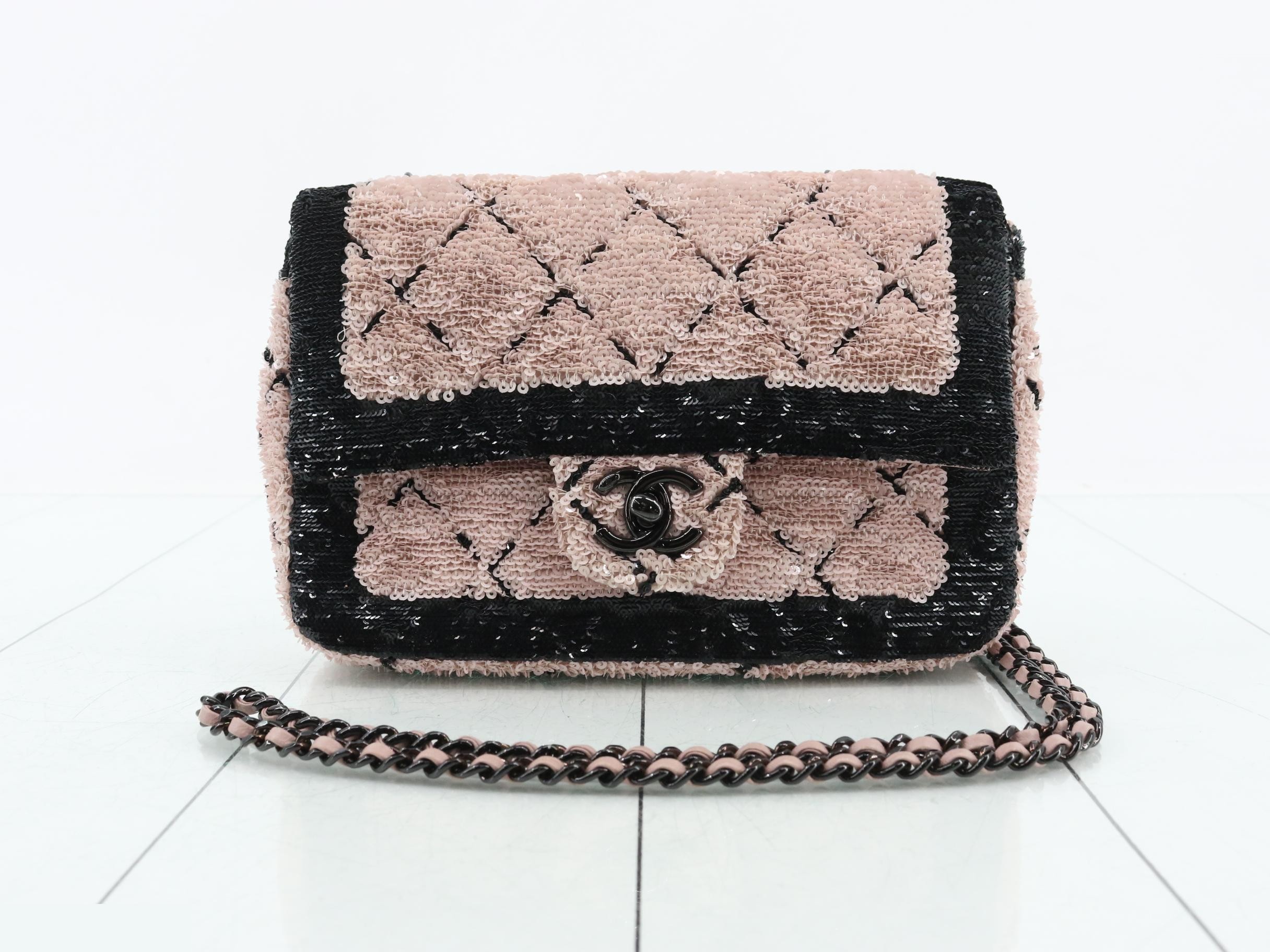Sequined Mini Matelassé Shoulder Bag
