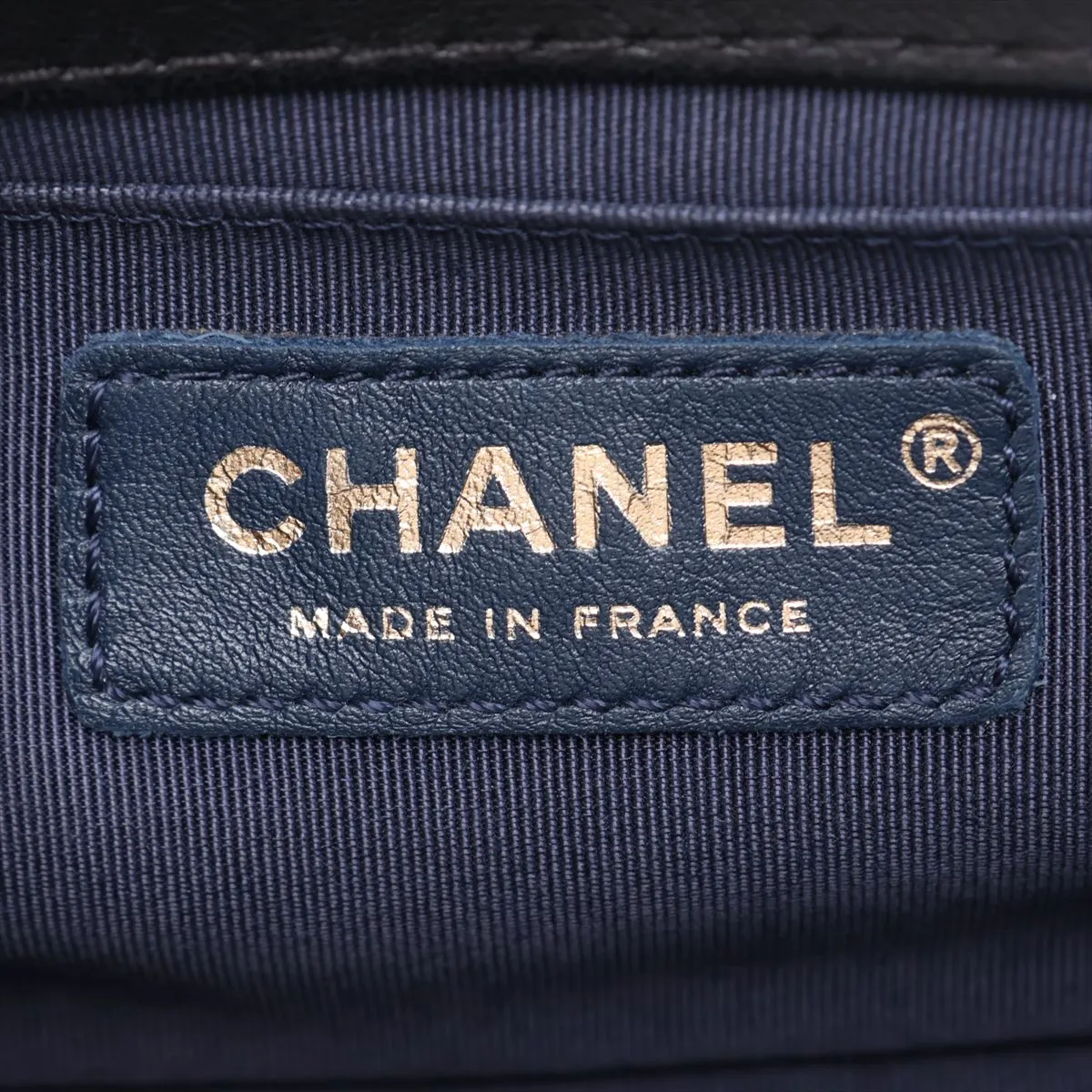Boy Chanel 20 Small Lambskin Chain Shoulder Bag, Blue x Black, Gold Hardware, 23372676, Serial Number 23-series, A67085 — view 9