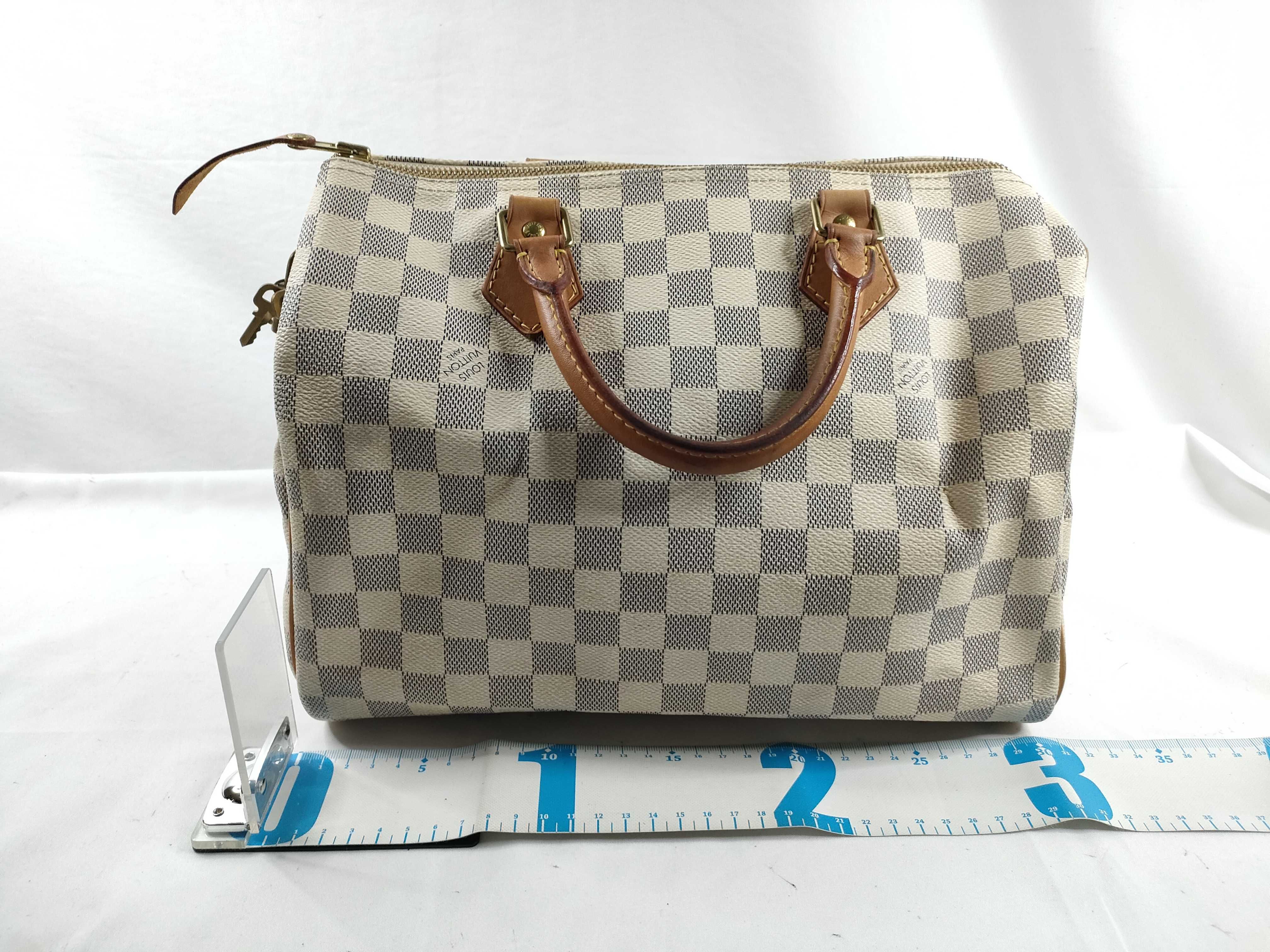 Damier Azure Speedy 30 N41533 White Handbag — view 2