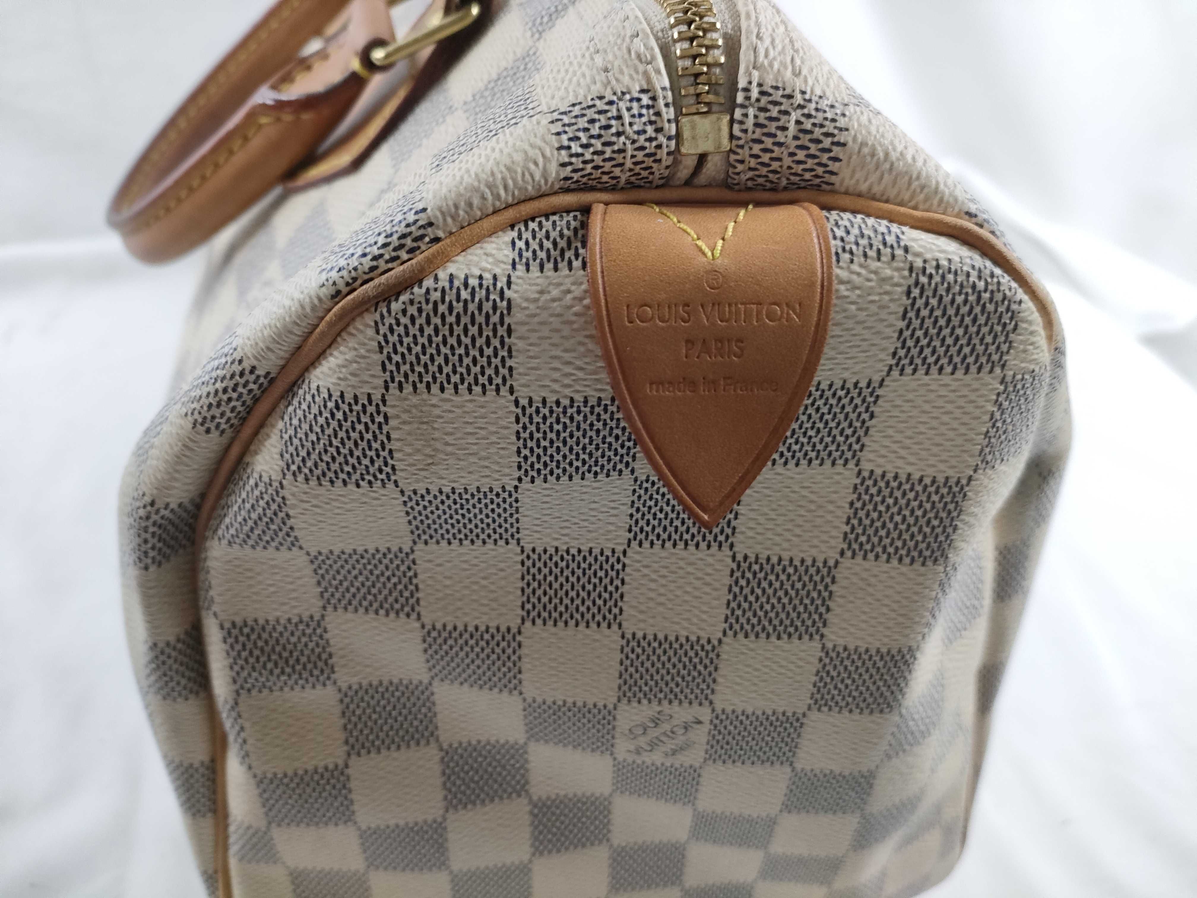 Damier Azure Speedy 30 N41533 White Handbag — view 7