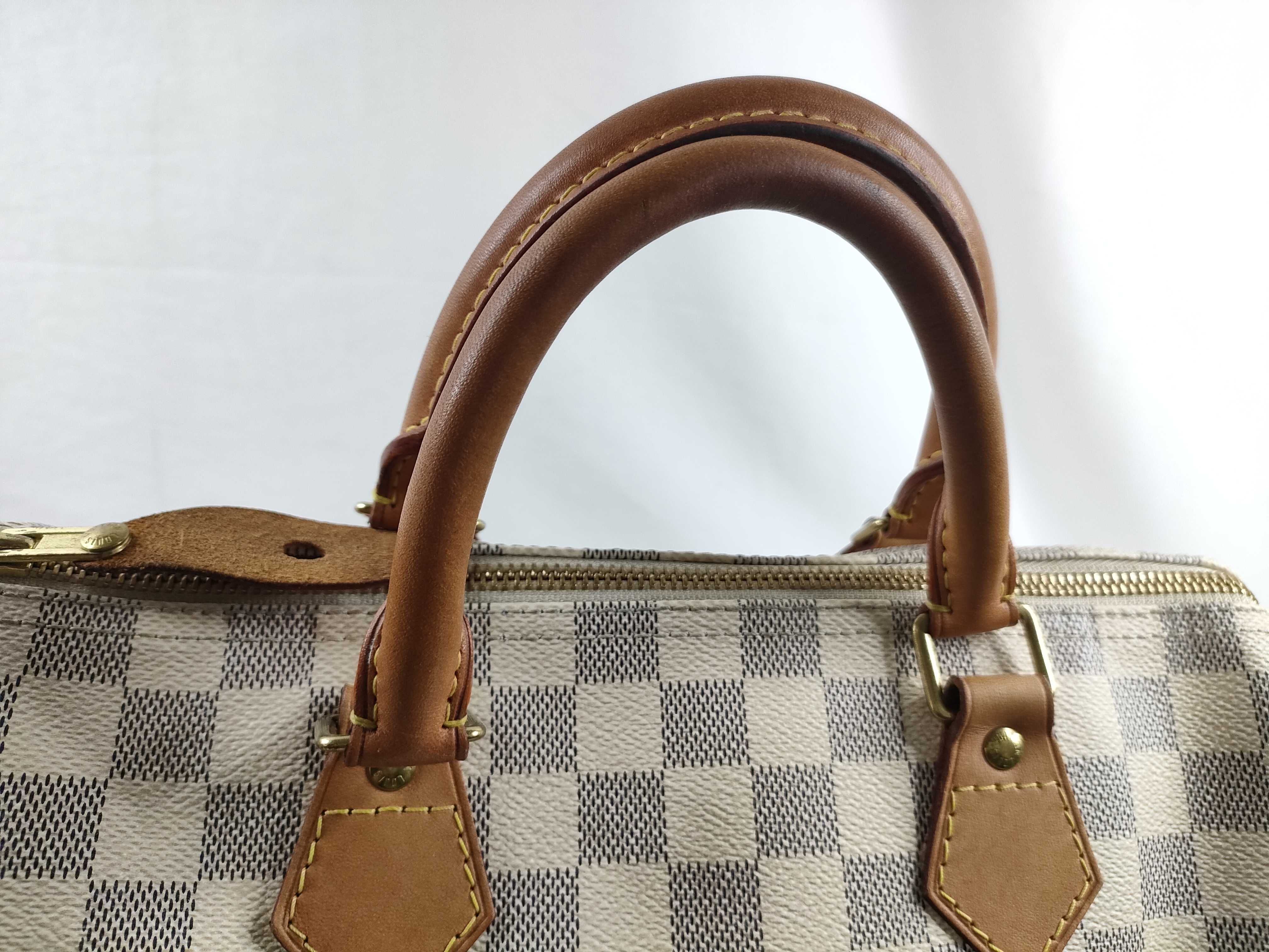 Damier Azure Speedy 30 N41533 White Handbag — view 8