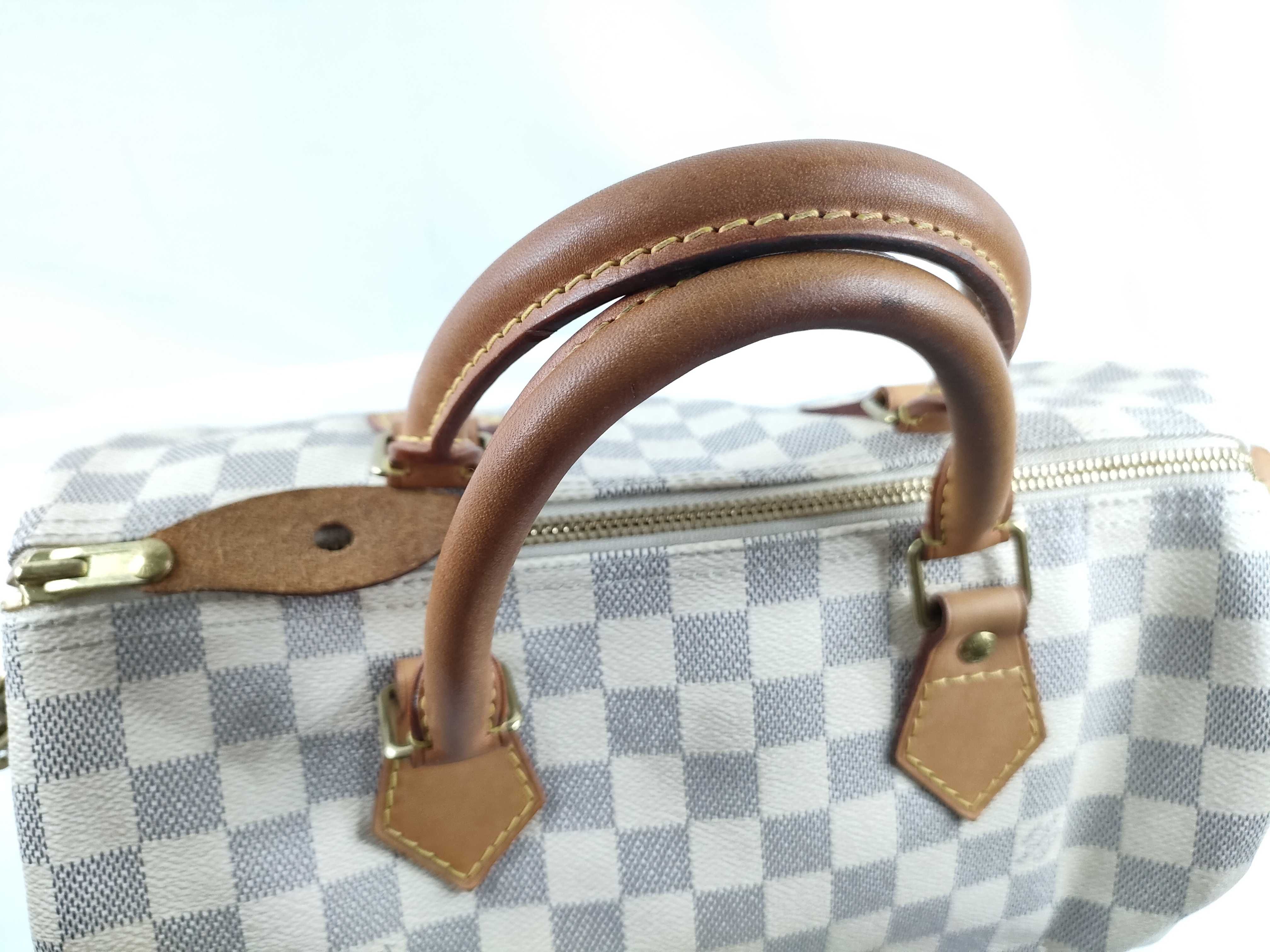 Damier Azure Speedy 30 N41533 White Handbag — view 9
