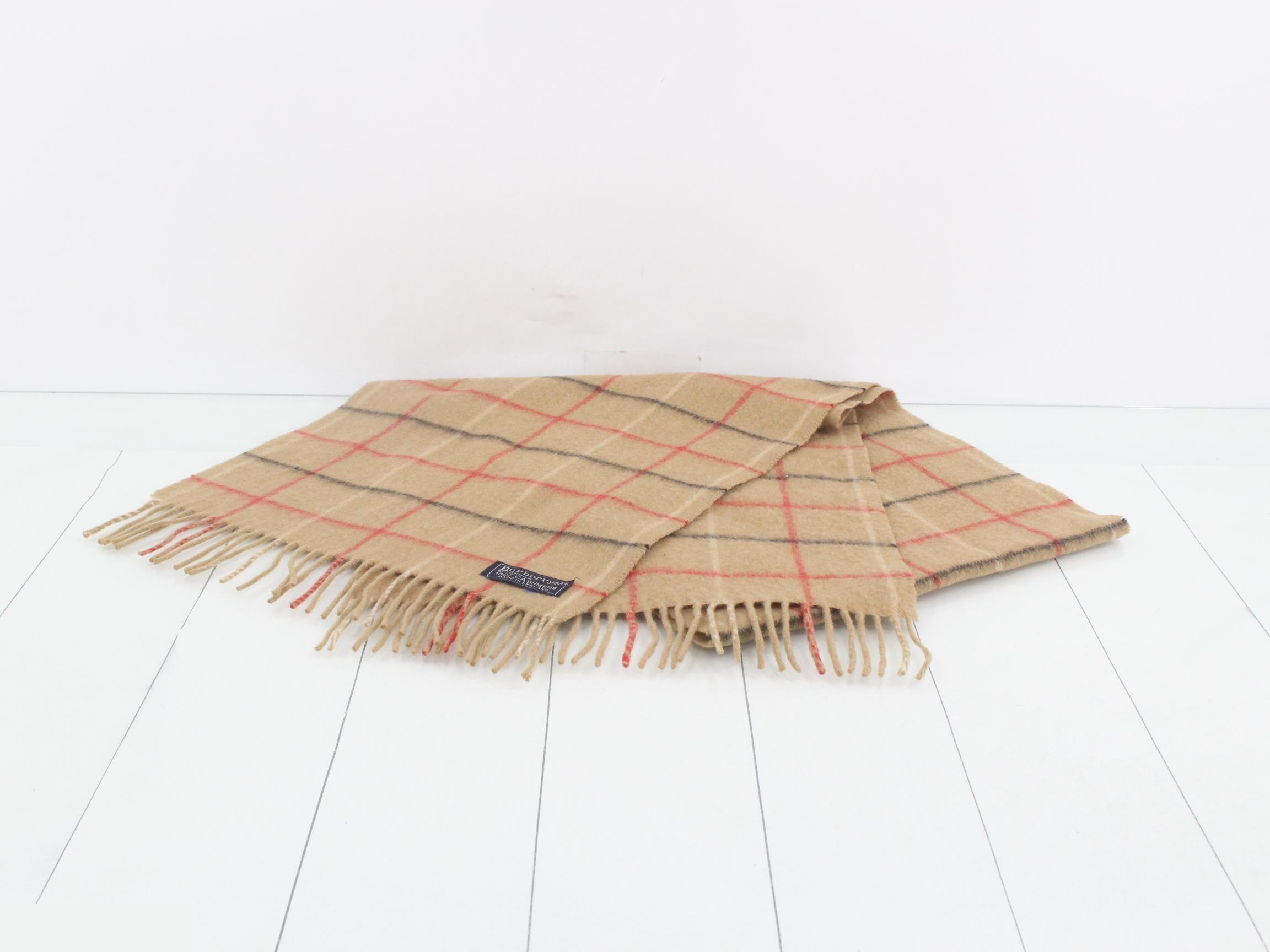 Nova Check Scarf, Beige, 100% Cashmere — view 2