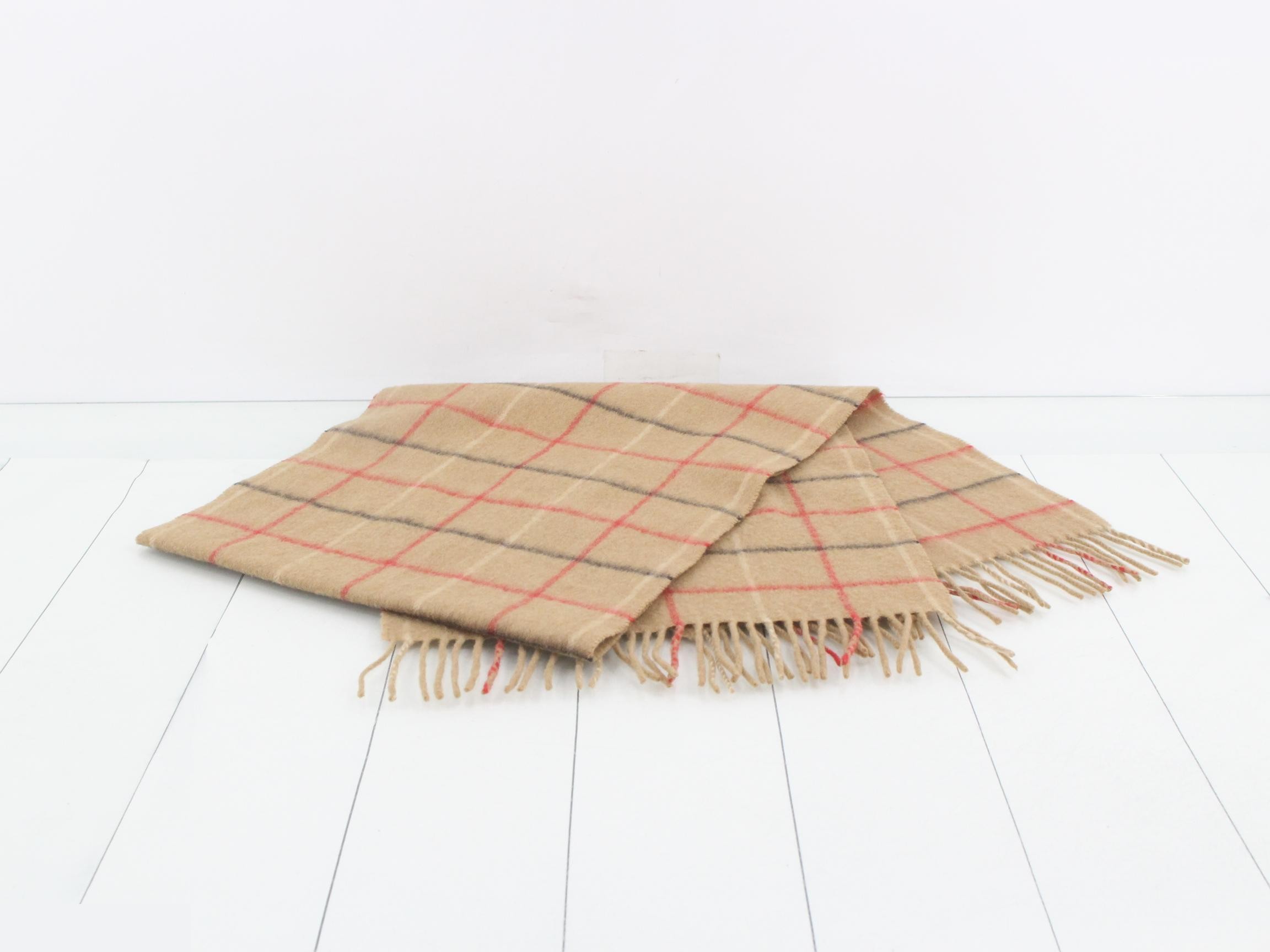 Nova Check Scarf, Beige, 100% Cashmere — view 3
