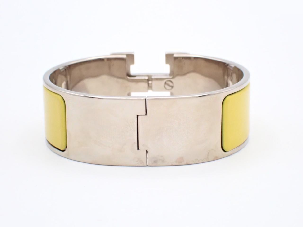 Enamel Bracelet, Click Crack H, Yellow, Silver — view 2