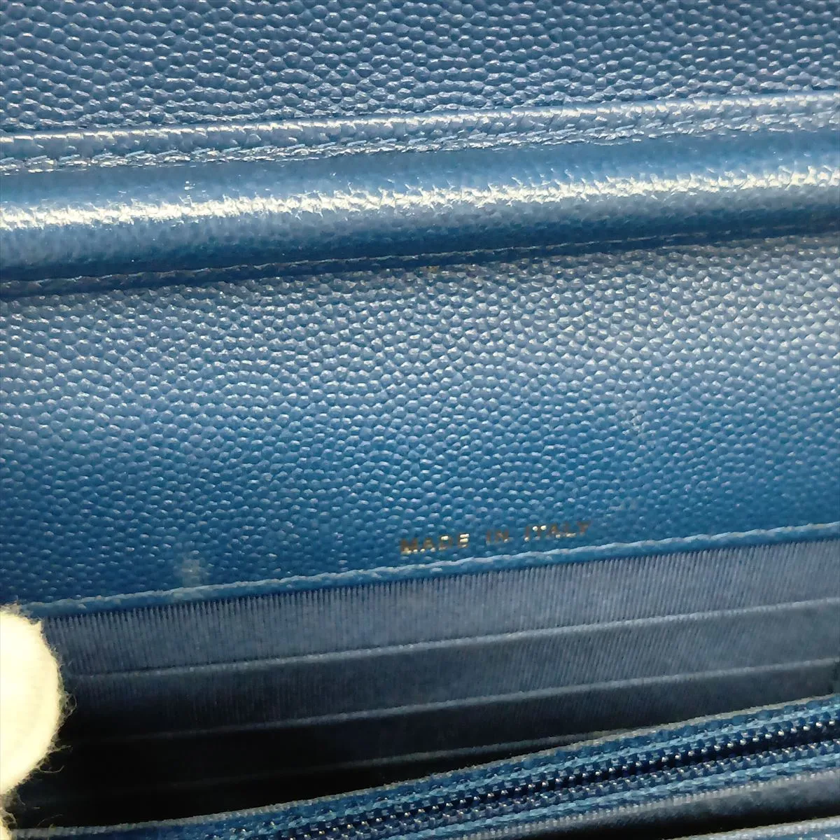 Matelassé Caviar Skin Chain Wallet, Blue, Silver Hardware, 24963226, Serial Number 24 — view 11