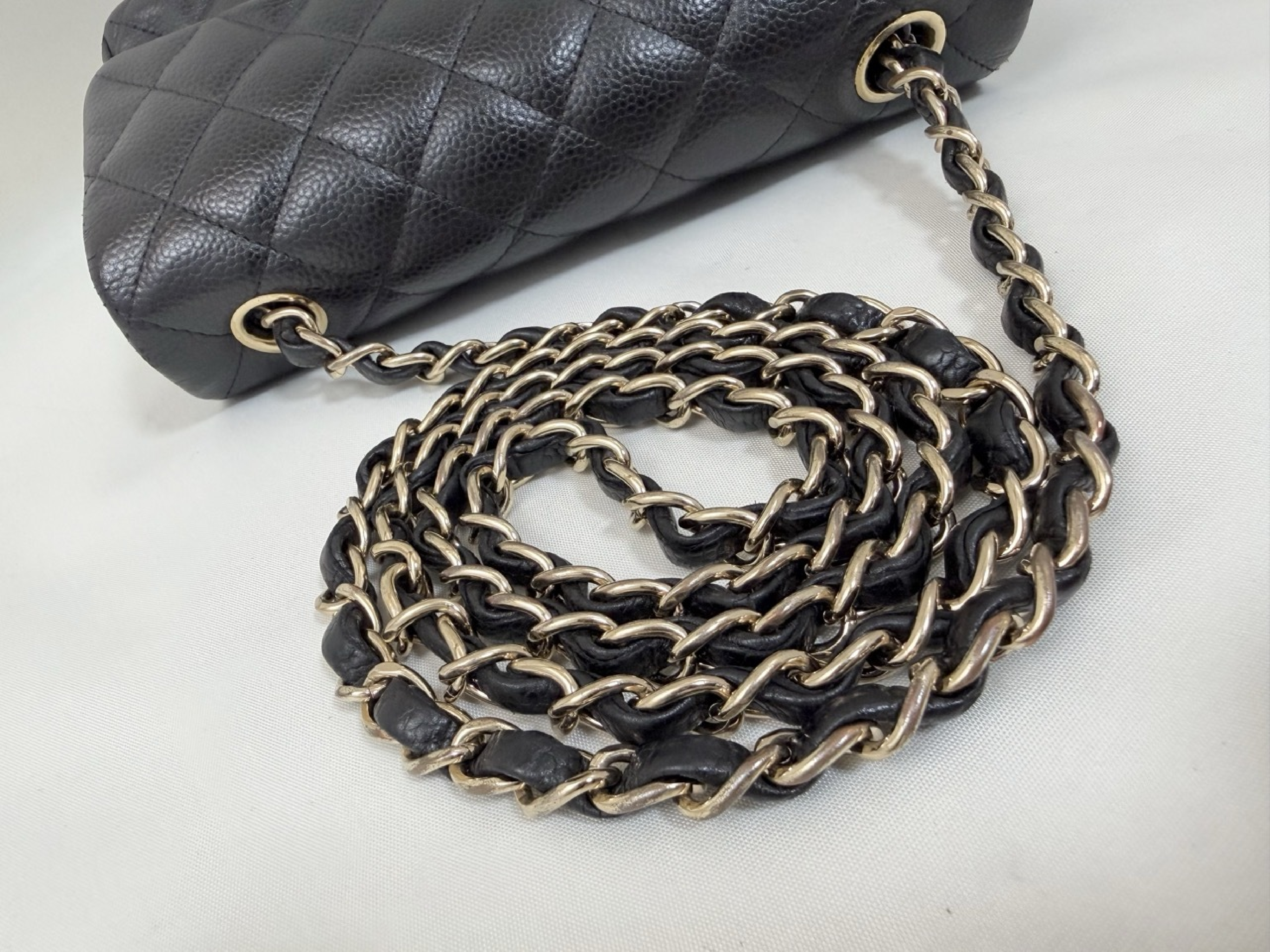 Caviar Skin Mini Matelassé Chain Shoulder Bag, Black, Serial Number 11 (Shoulder Bag) — view 12