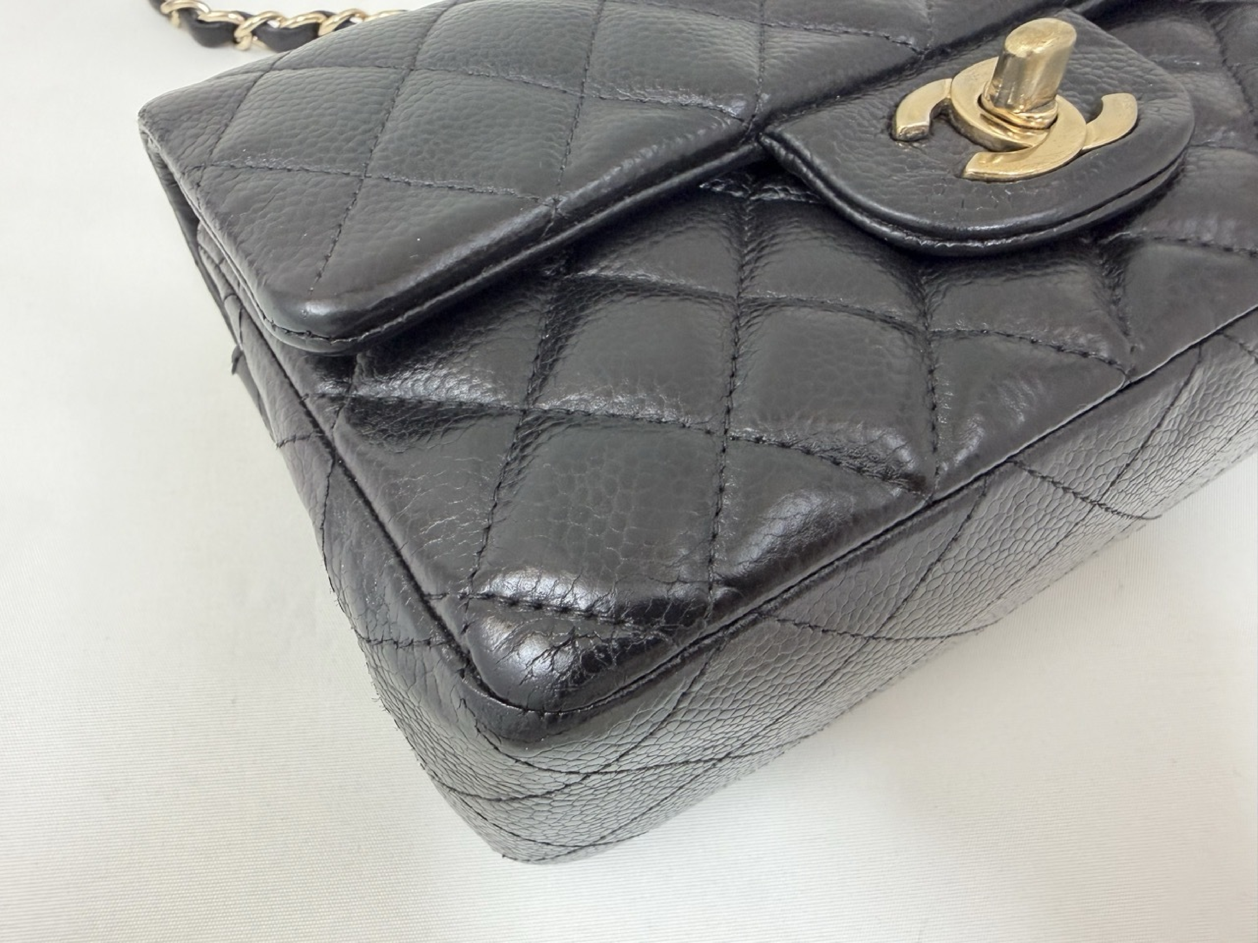 Caviar Skin Mini Matelassé Chain Shoulder Bag, Black, Serial Number 11 (Shoulder Bag) — view 3