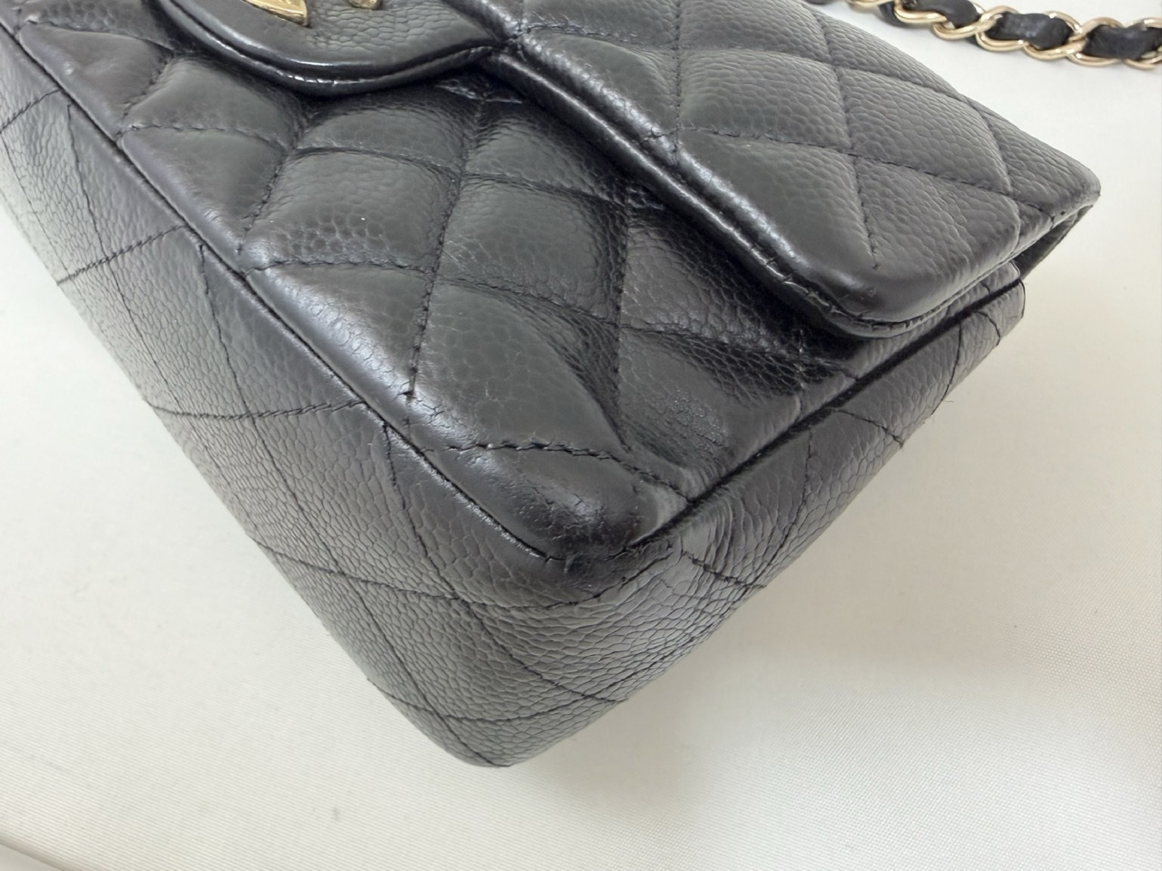 Caviar Skin Mini Matelassé Chain Shoulder Bag, Black, Serial Number 11 (Shoulder Bag) — view 4