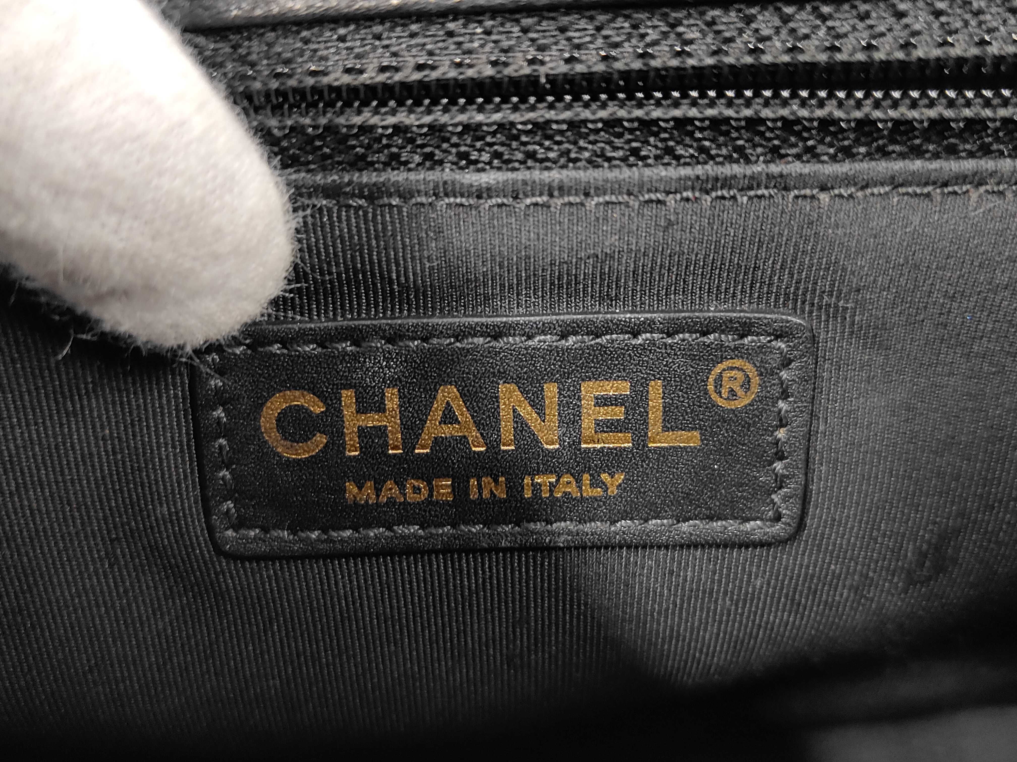 Chevron V-stitch Chain Shoulder Bag, Lambskin, Black, Gold Hardware, with original seal, serial number 24-series. — view 8
