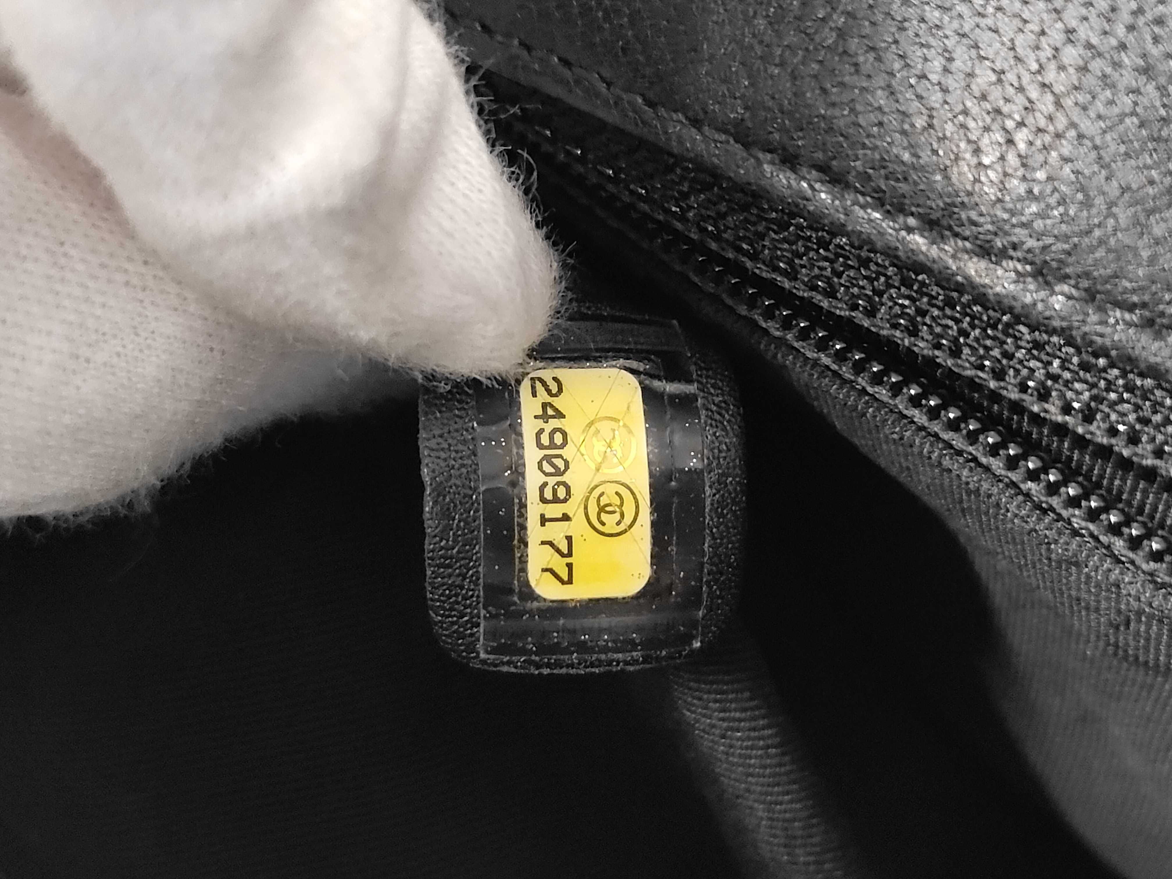 Chevron V-stitch Chain Shoulder Bag, Lambskin, Black, Gold Hardware, with original seal, serial number 24-series. — view 9