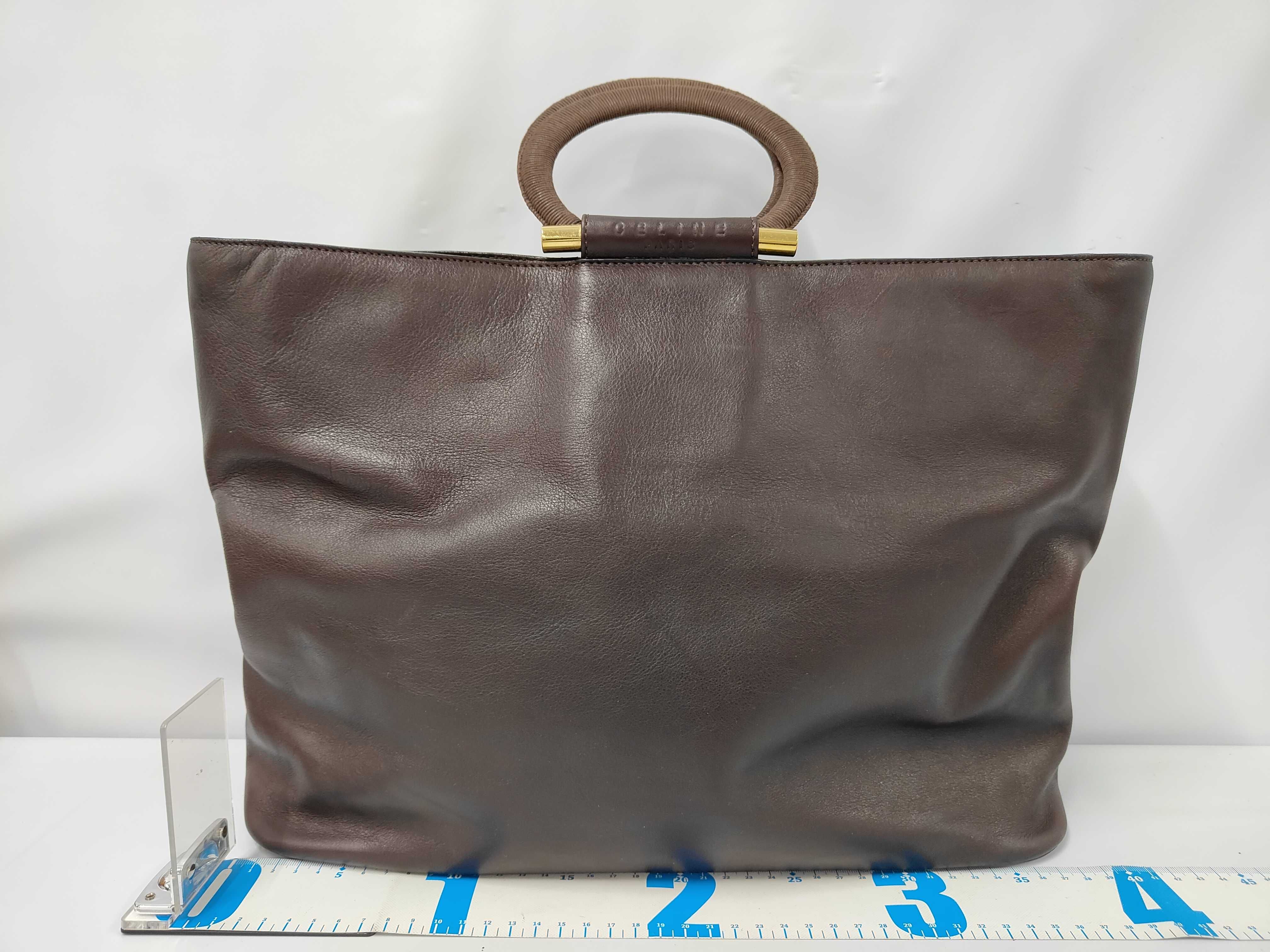Top Handle Circle Handle Leather Tote Bag — view 2