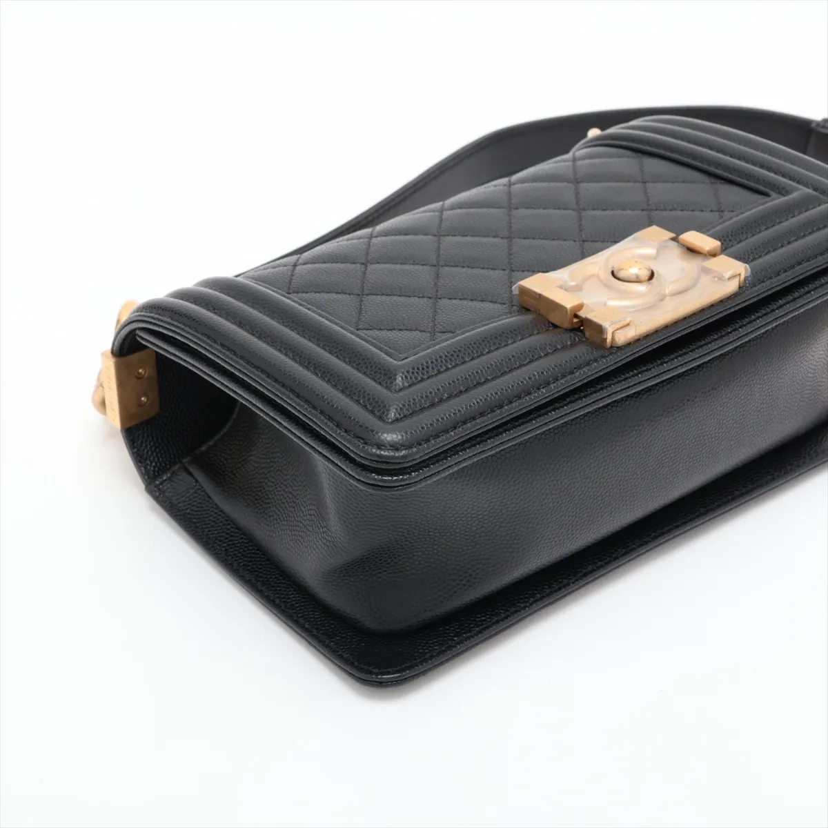 [Individually packaged] Chanel Boy 20 Small Caviar Skin Chain Shoulder Bag, Black with Gold Hardware, 29253944, Serial Number 29, A67085 — view 4