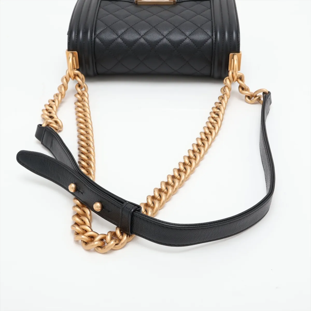 [Individually packaged] Chanel Boy 20 Small Caviar Skin Chain Shoulder Bag, Black with Gold Hardware, 29253944, Serial Number 29, A67085 — view 5