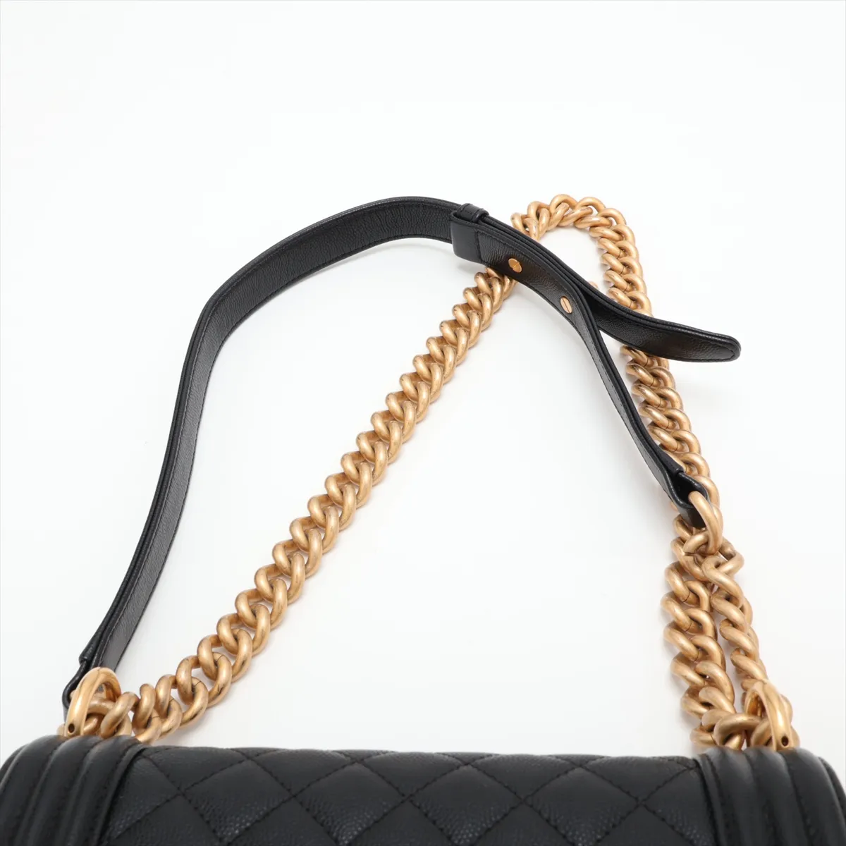 [Individually packaged] Chanel Boy 20 Small Caviar Skin Chain Shoulder Bag, Black with Gold Hardware, 29253944, Serial Number 29, A67085 — view 6