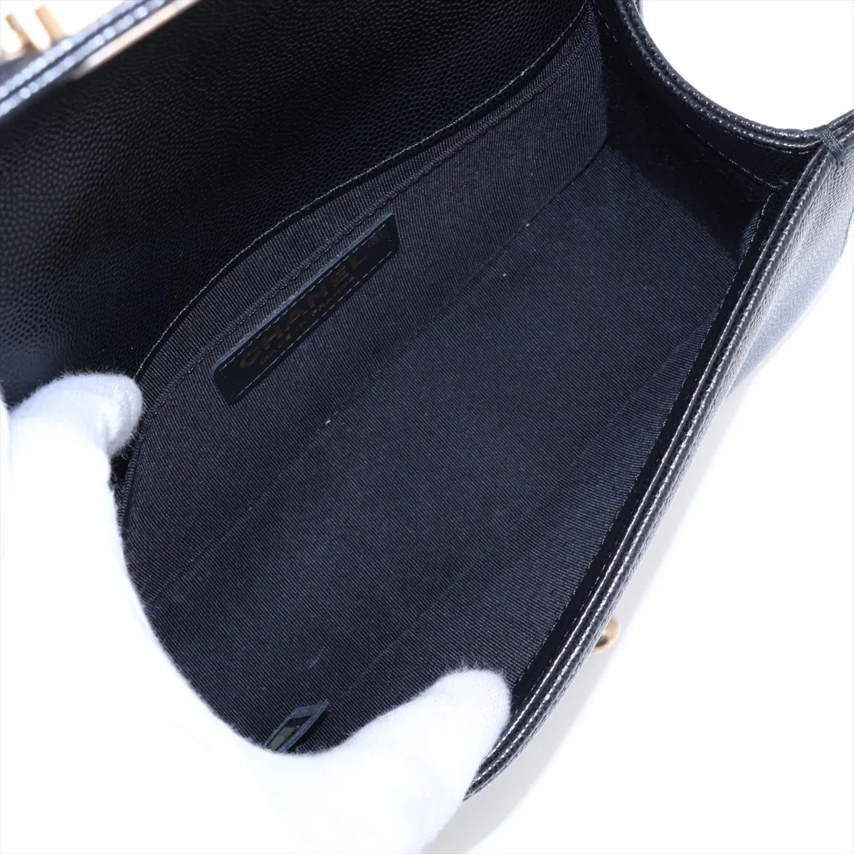 [Individually packaged] Chanel Boy 20 Small Caviar Skin Chain Shoulder Bag, Black with Gold Hardware, 29253944, Serial Number 29, A67085 — view 7