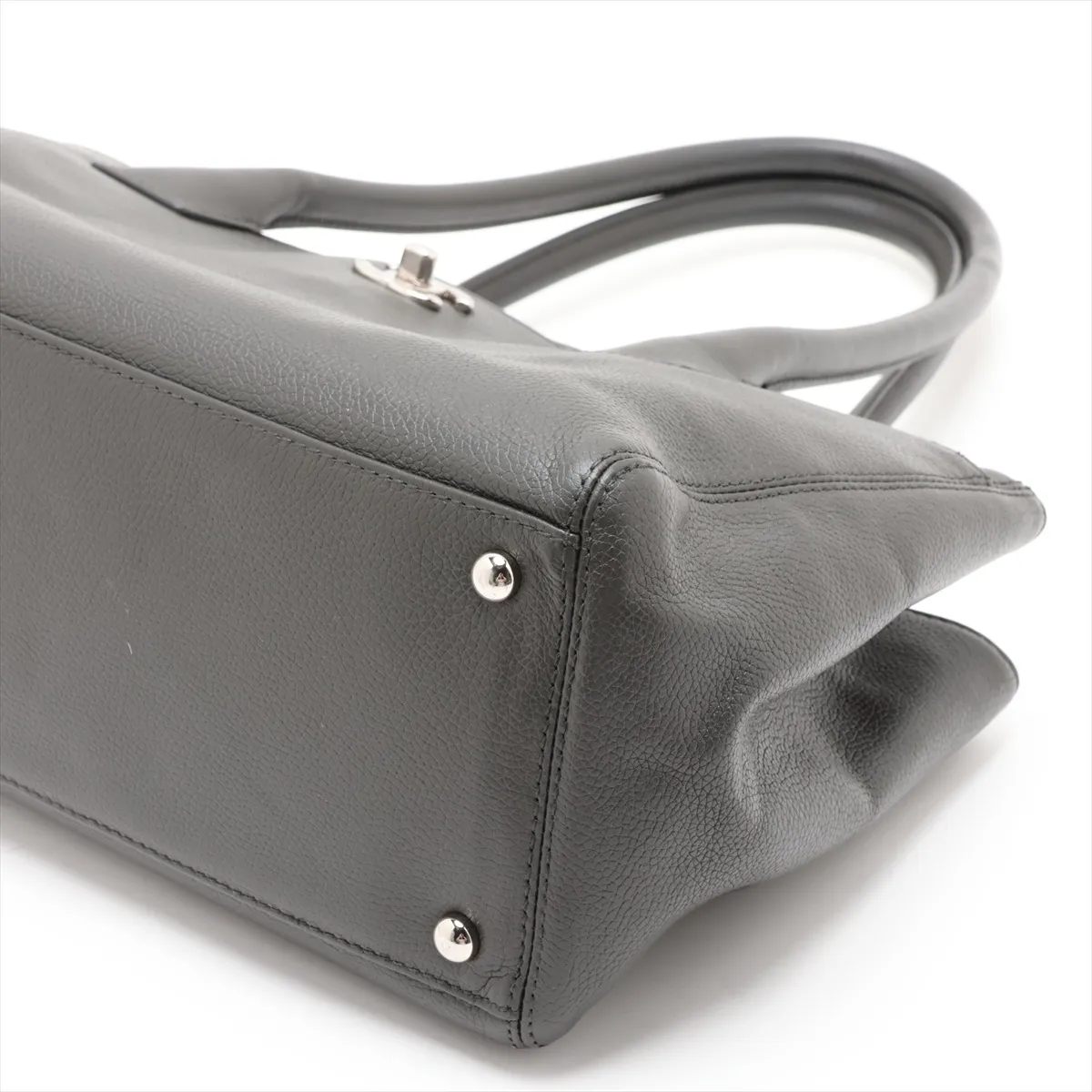 Executive Leather Tote Bag, Khaki, Silver Hardware, 17014702, Serial Number 17 — view 3