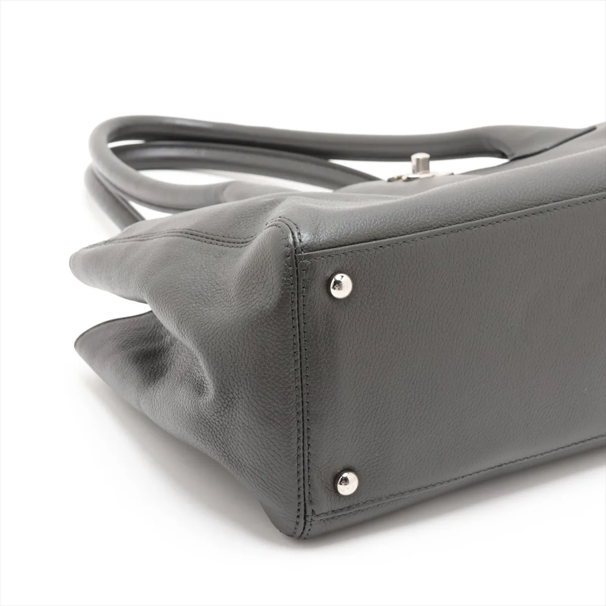 Executive Leather Tote Bag, Khaki, Silver Hardware, 17014702, Serial Number 17 — view 4