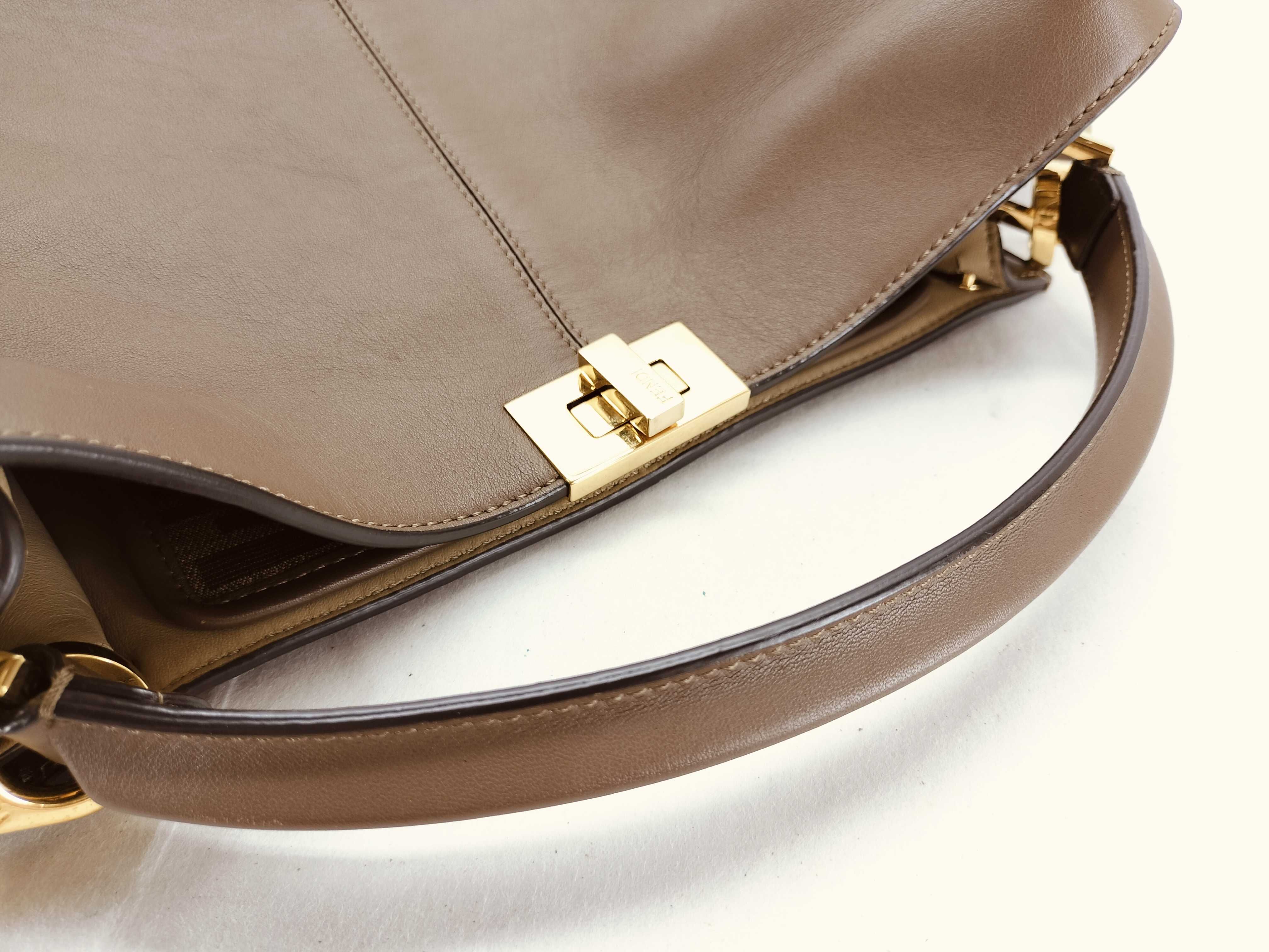 Peekaboo Essentially Leather Handbag, 2-Way, Gray — view 3